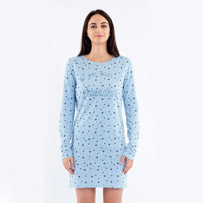 Camicia Da Notte Donna Mariana Azzurro Melange