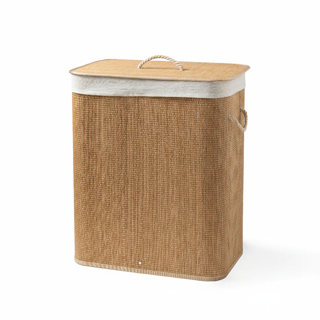 Cesto Lavanderia in Bamboo in Display Soft cm 40x30x60 Tinta Unita Cream