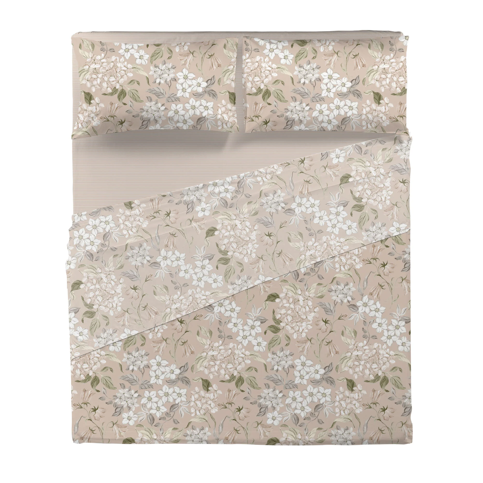 Completo Letto Matrimoniale con Stampa Atelier - Fantasia Blair Beige - Image 3