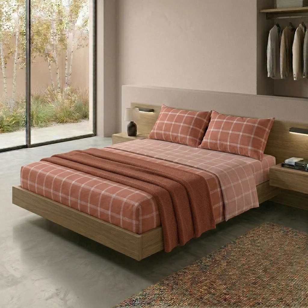 Completo Letto Matrimoniale con Stampa Atelier - Fantasia Efrem Rust