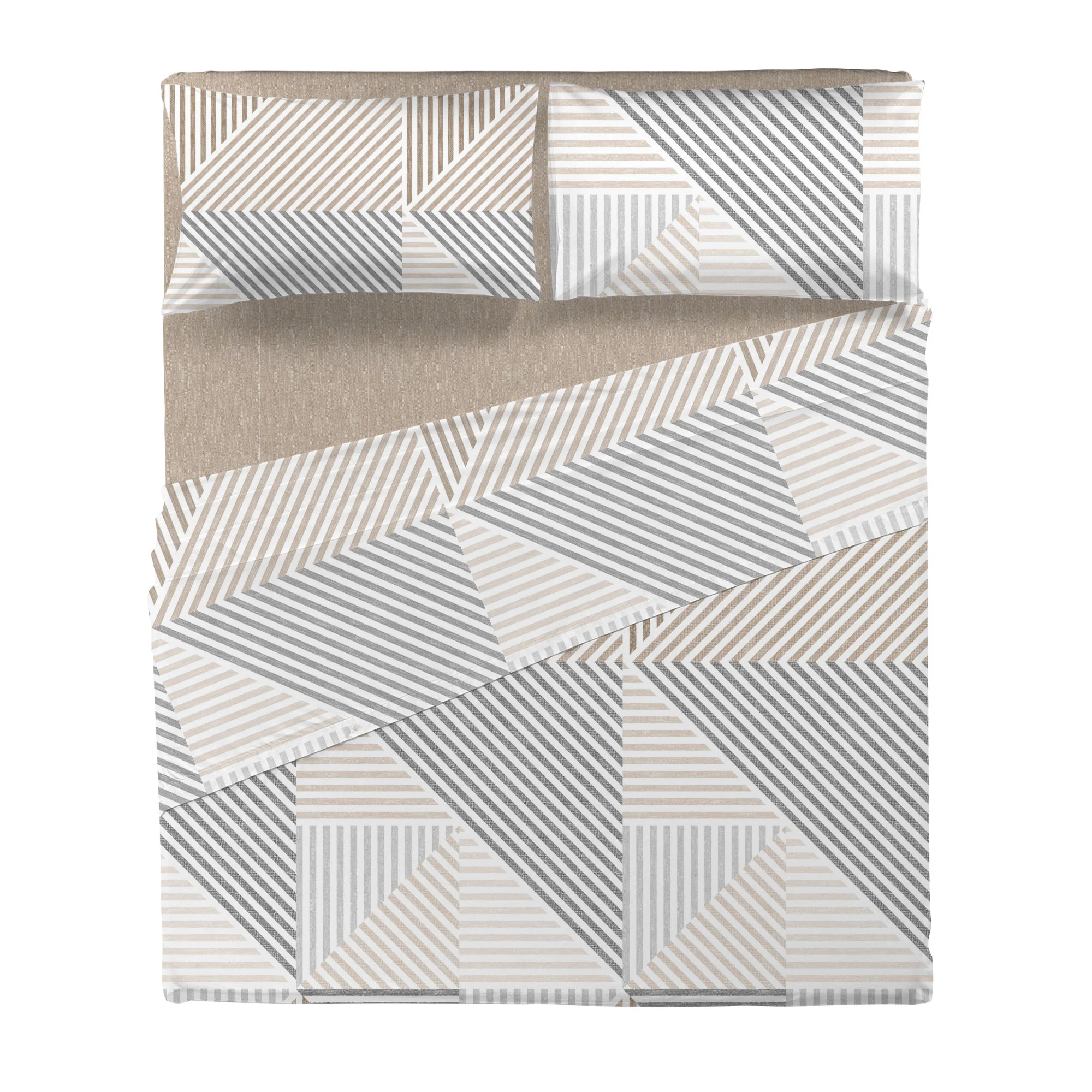Completo Letto Matrimoniale con Stampa Atelier - Fantasia Ramsey Beige - Image 3