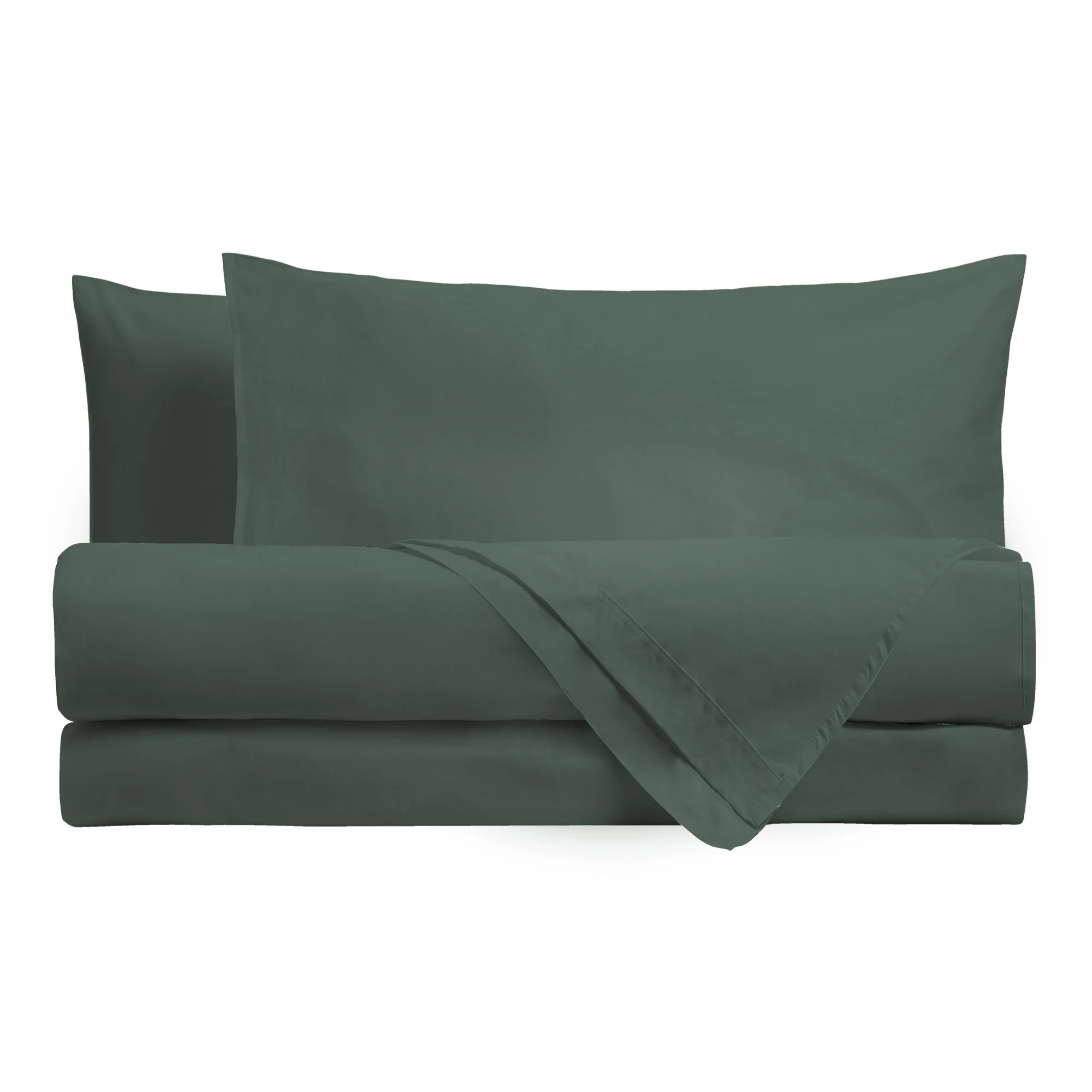 Completo Letto Matrimoniale in Cotone Atelier Fragrance Tinta Unita Dark Green - Image 2