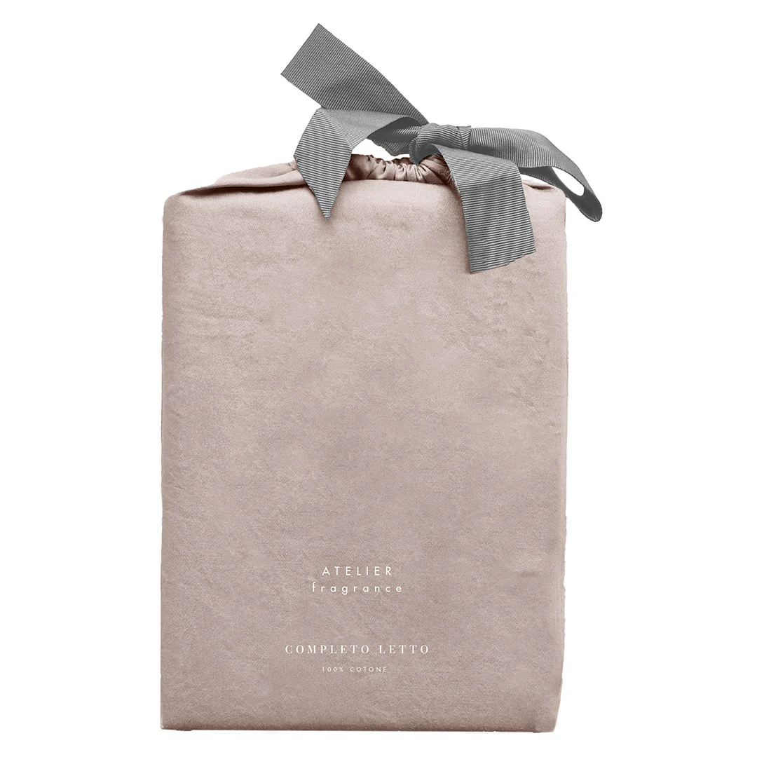 Completo Letto Matrimoniale in Cotone Atelier Fragrance Tinta Unita Powder Pink - Image 4