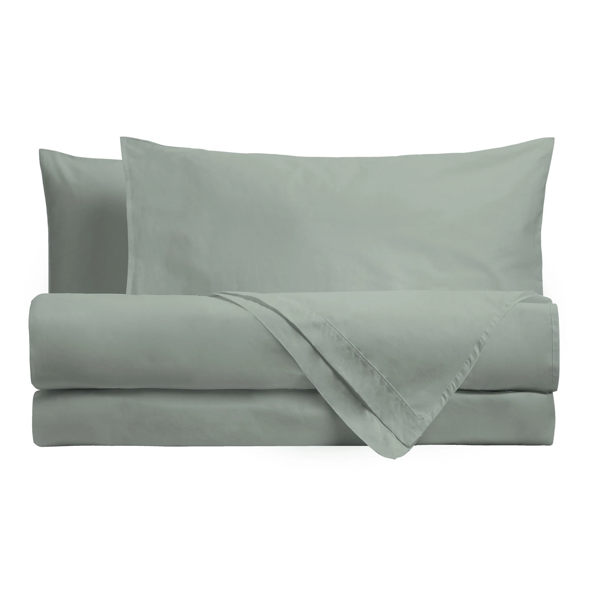 Completo Letto Matrimoniale in Cotone Atelier Fragrance Tinta Unita Sage Green - Image 2