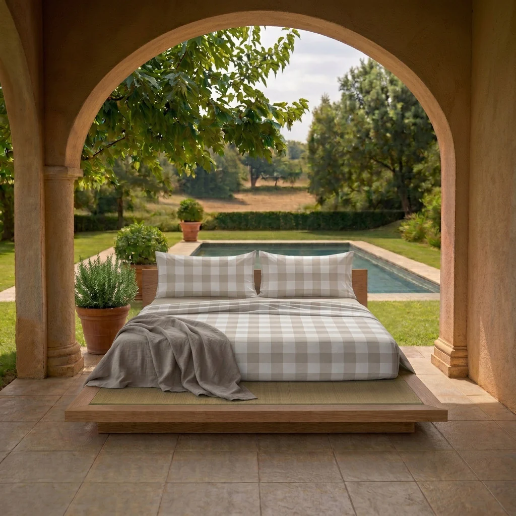 Completo Letto Matrimoniale in Cotone con Stampa - Fantasia Secret Garden Leonard Beige
