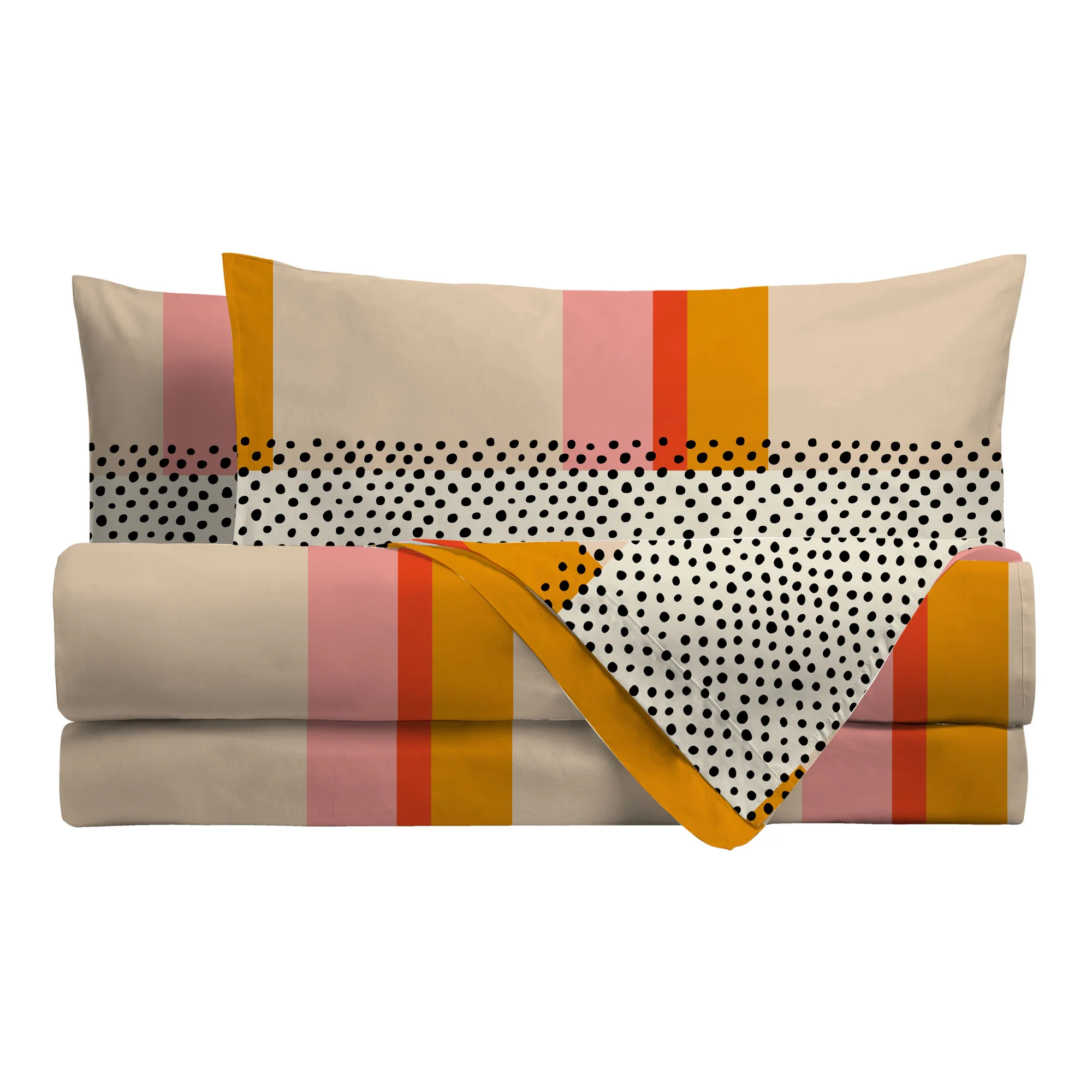 Completo Letto Matrimoniale in Cotone con Stampa Kiljan Multicolor - Image 2