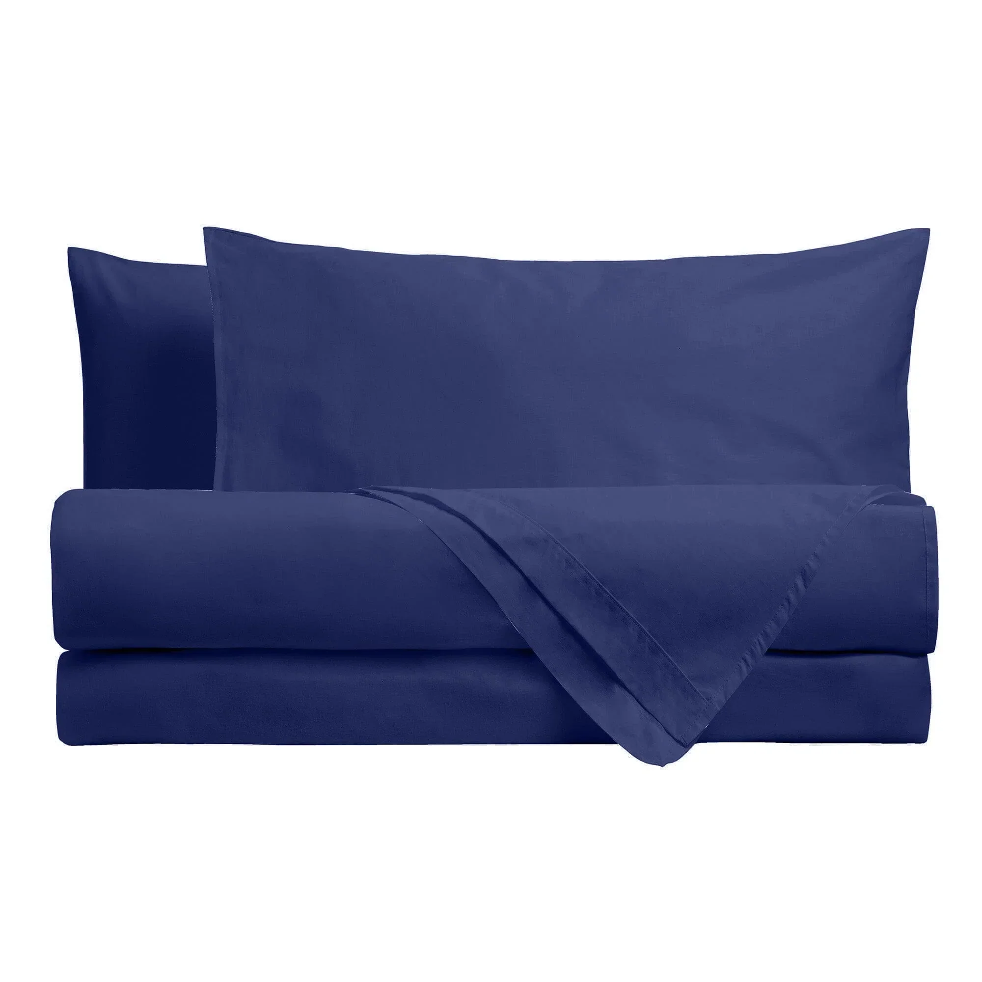 Completo Letto Matrimoniale in Microfibra Softy Yarn - Tinta Unita Blue - Image 2