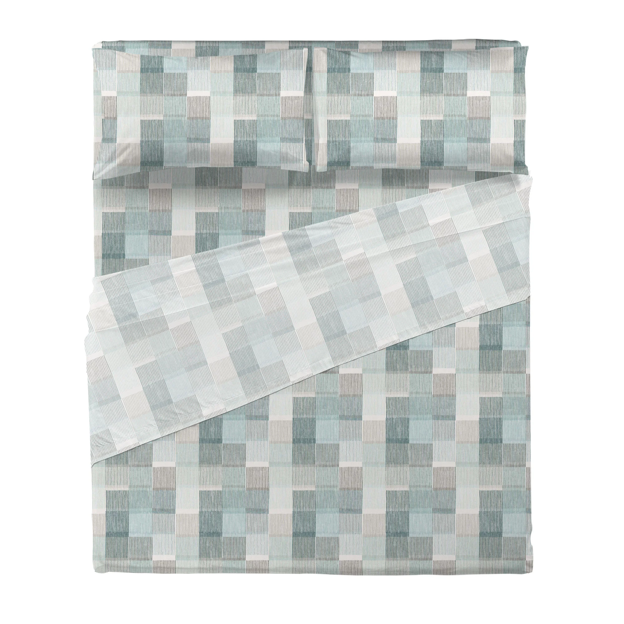 Completo Letto Matrimoniale Softy Yarn con Stampa - Fantasia Barrett Teal - Image 3