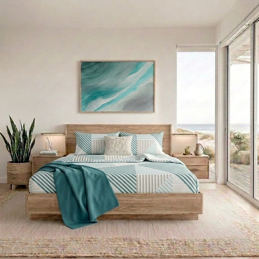 Completo Letto Matrimoniale Softy Yarn con Stampa - Fantasia Ramsey Teal
