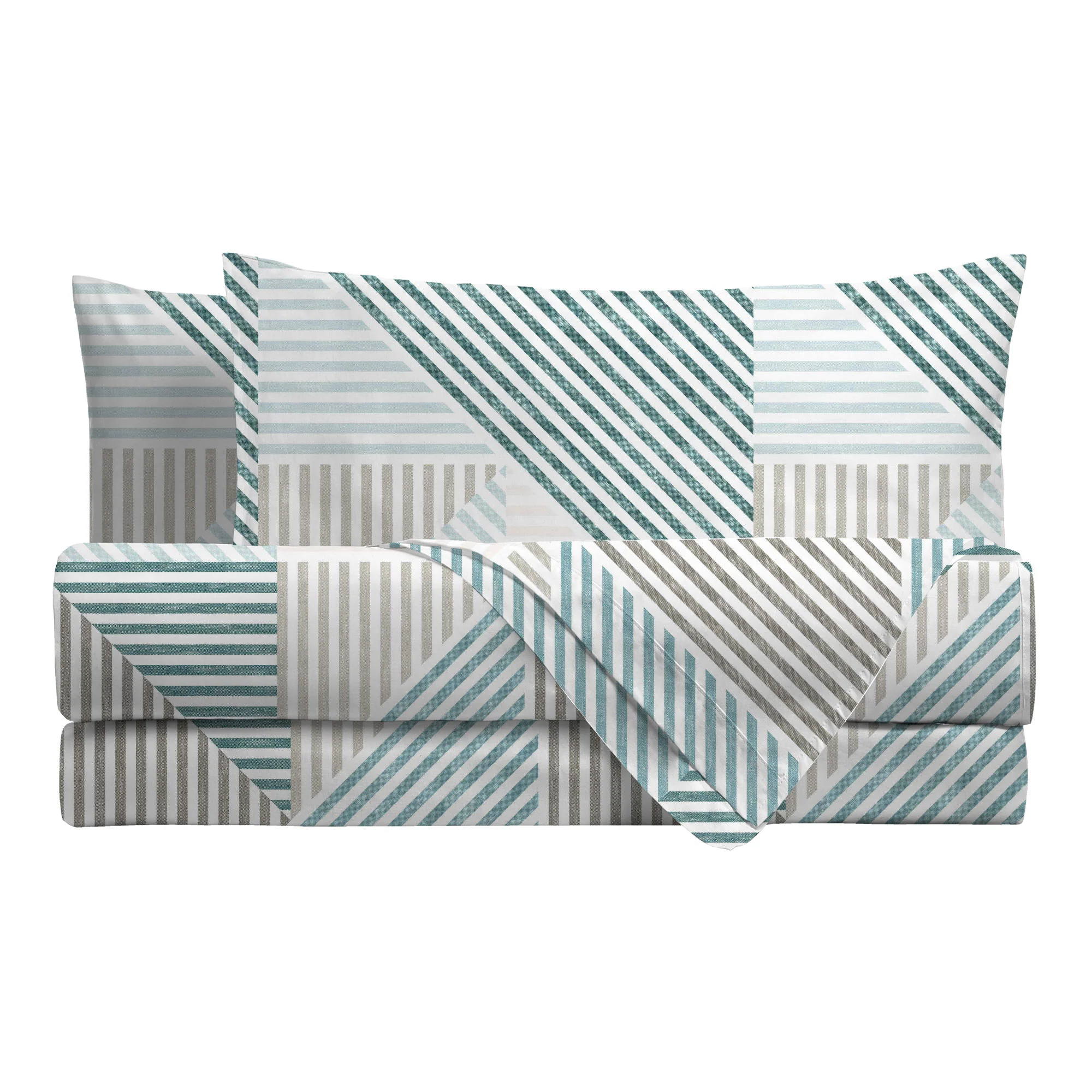 Completo Letto Matrimoniale Softy Yarn con Stampa - Fantasia Ramsey Teal - Image 2