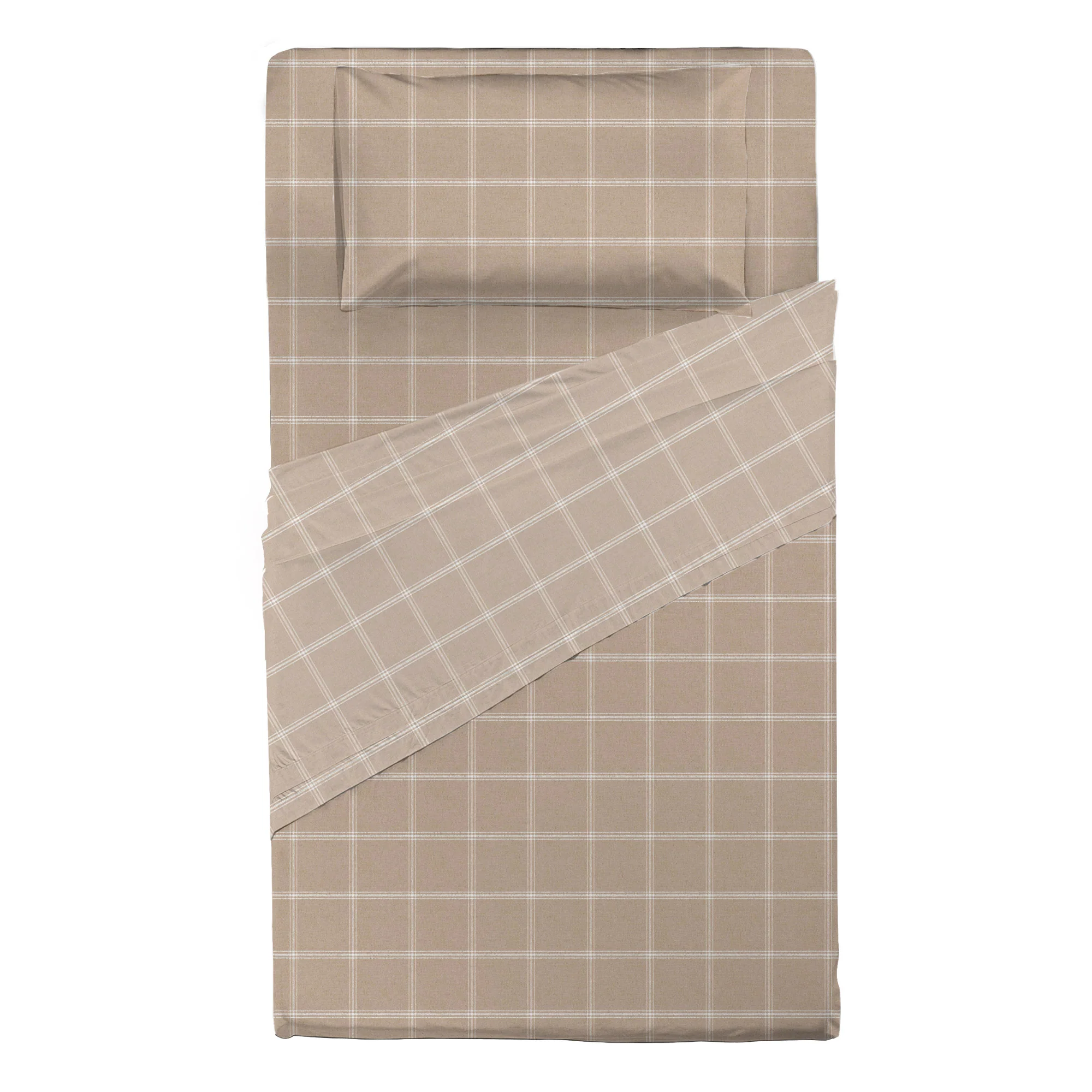 Completo Letto Piazza e Mezza con Stampa Atelier - Fantasia Efrem Beige - Image 2