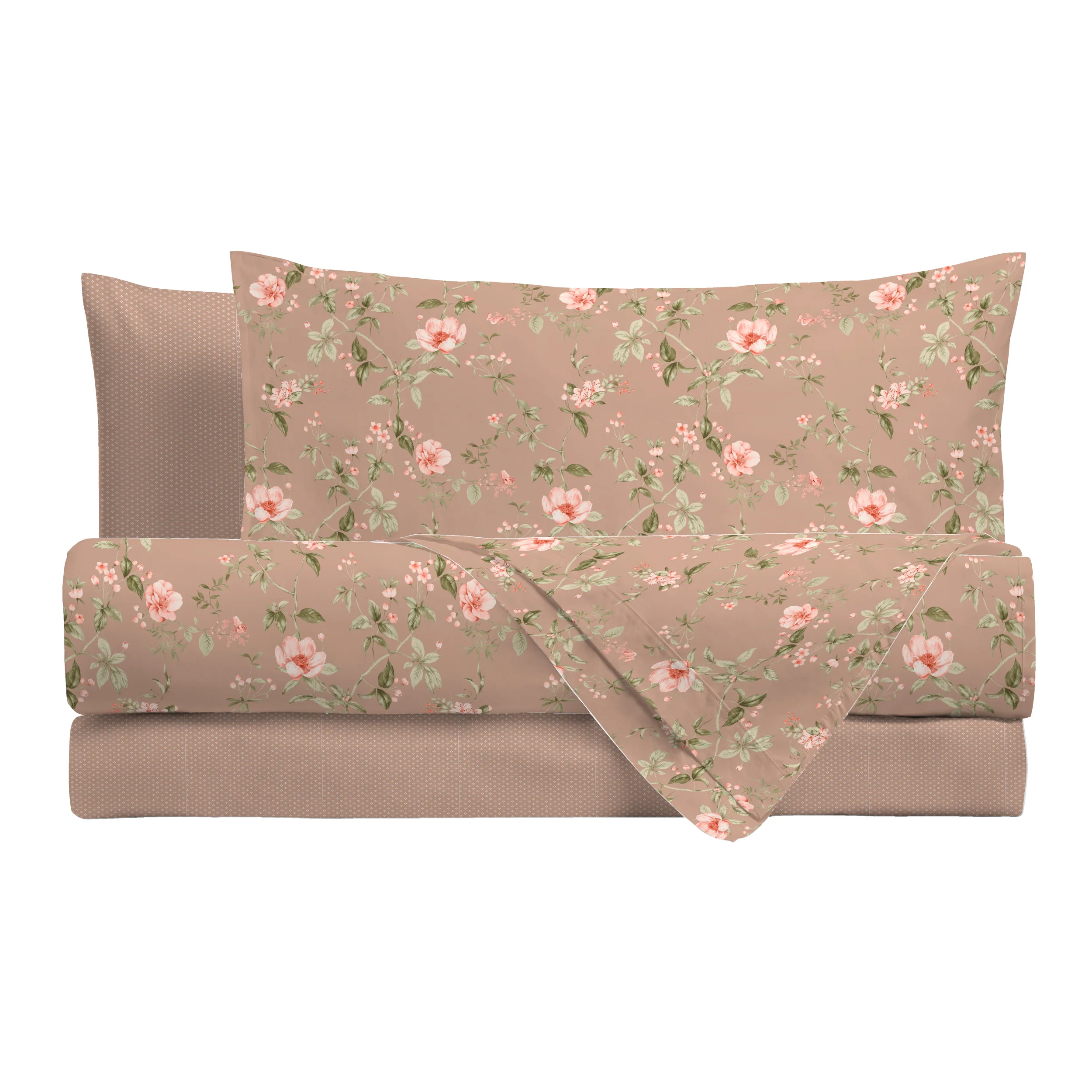 Completo Letto Piazza e Mezza con Stampa Atelier - Fantasia Pauline Beige