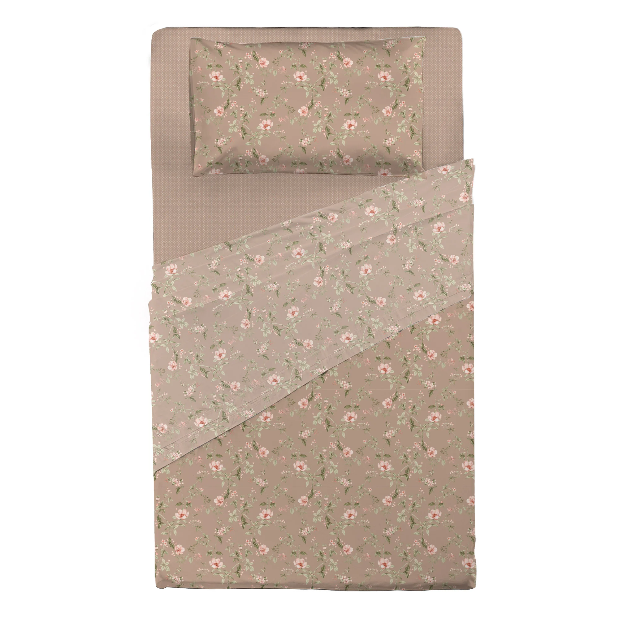 Completo Letto Piazza e Mezza con Stampa Atelier - Fantasia Pauline Beige - Image 2