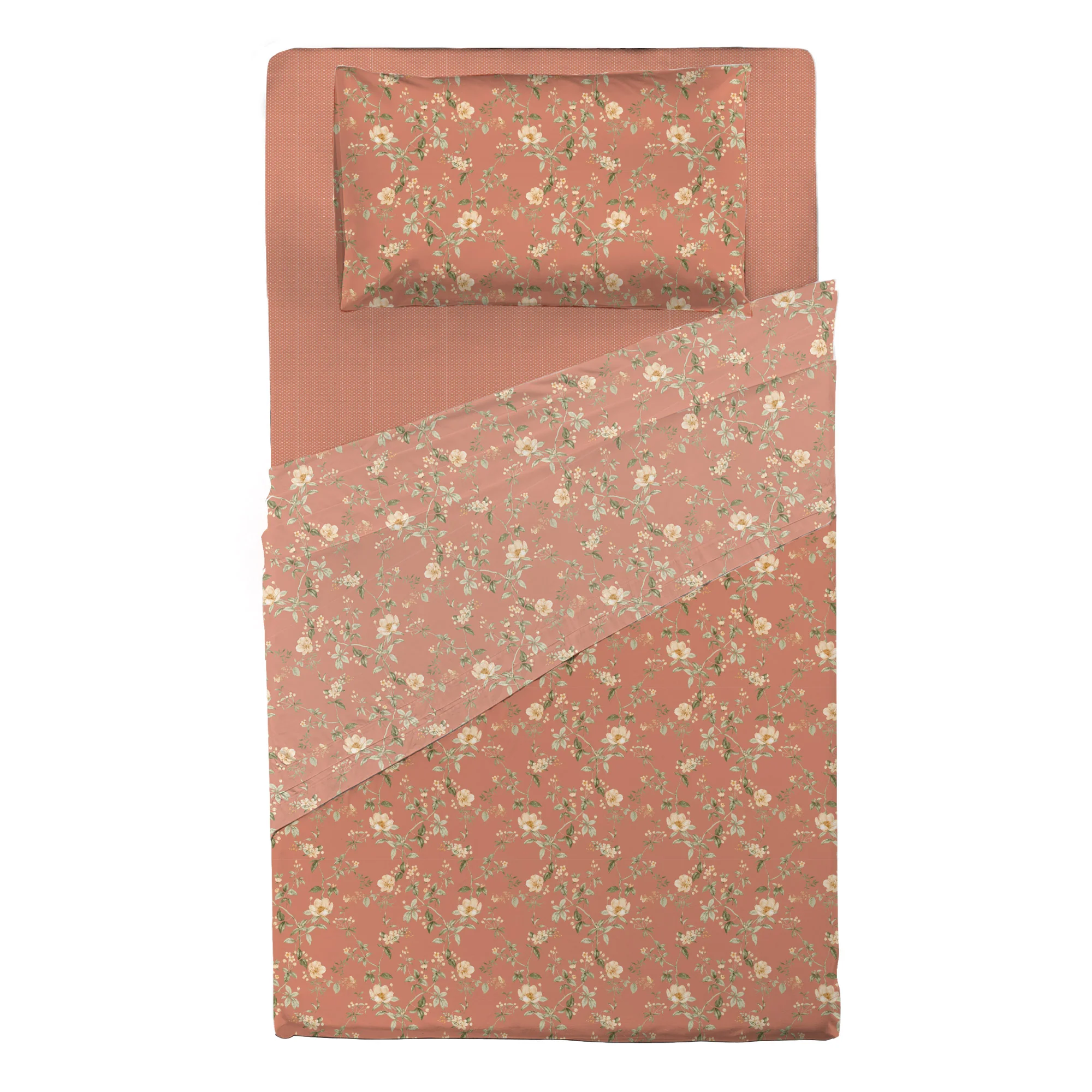 Completo Letto Piazza e Mezza con Stampa Atelier - Fantasia Pauline Dusty Coral - Image 2