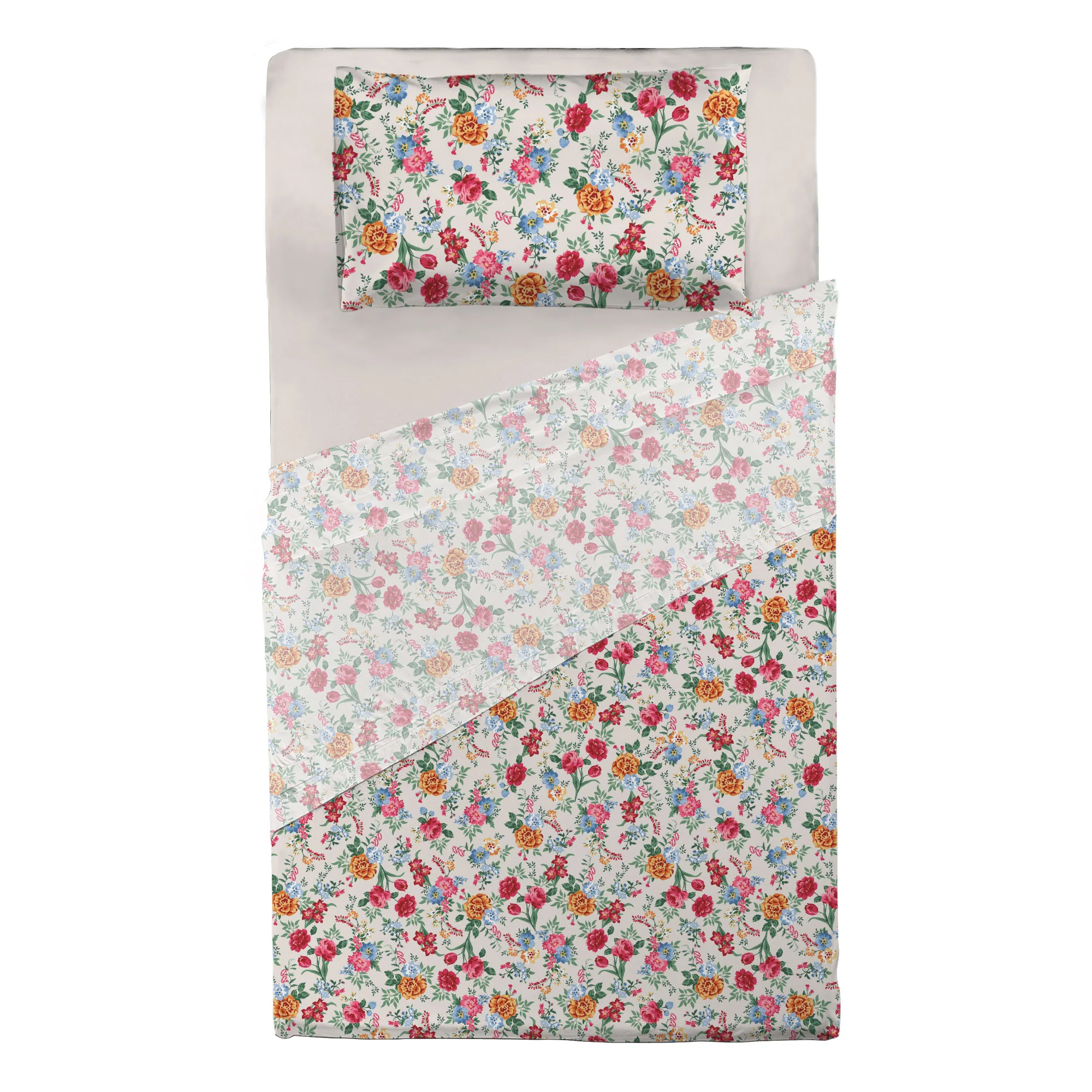 Completo Letto Piazza e Mezza in Cotone con Stampa - Fantasia Secret Garden Debby Beige - Image 2