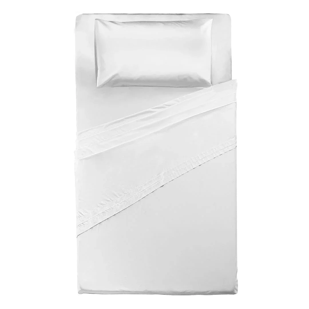 Completo Letto Piazza e Mezza in Cotone - Tinta Unita Bianco - Image 2