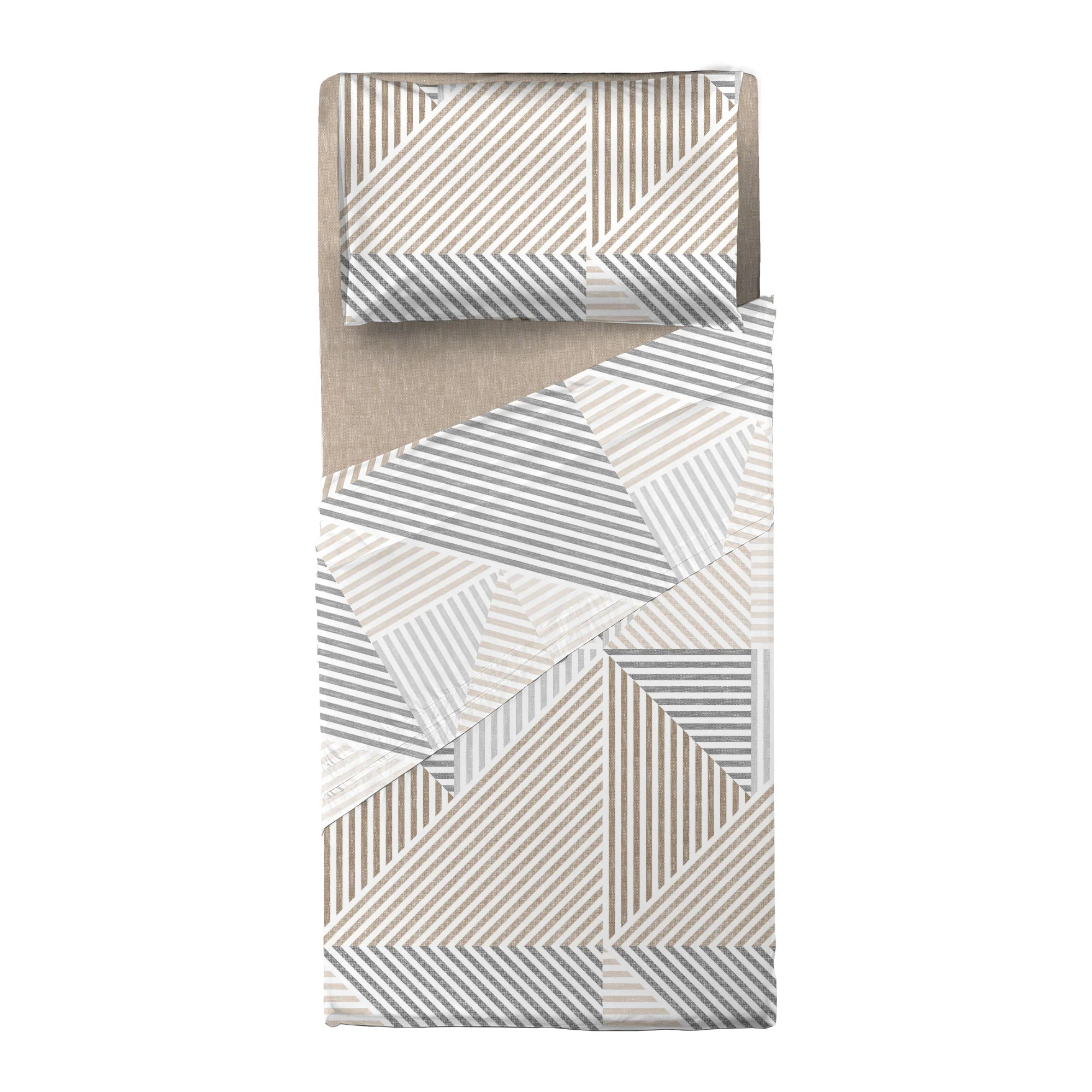Completo Letto Singolo con Stampa Atelier - Fantasia Ramsey Beige - Image 2