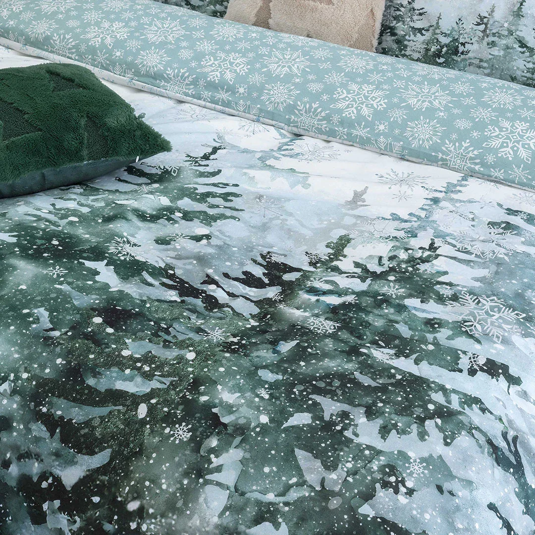 Completo Letto Singolo con Stampa Digitale - Fantasia Alpine Aura Pines Teal - Image 3