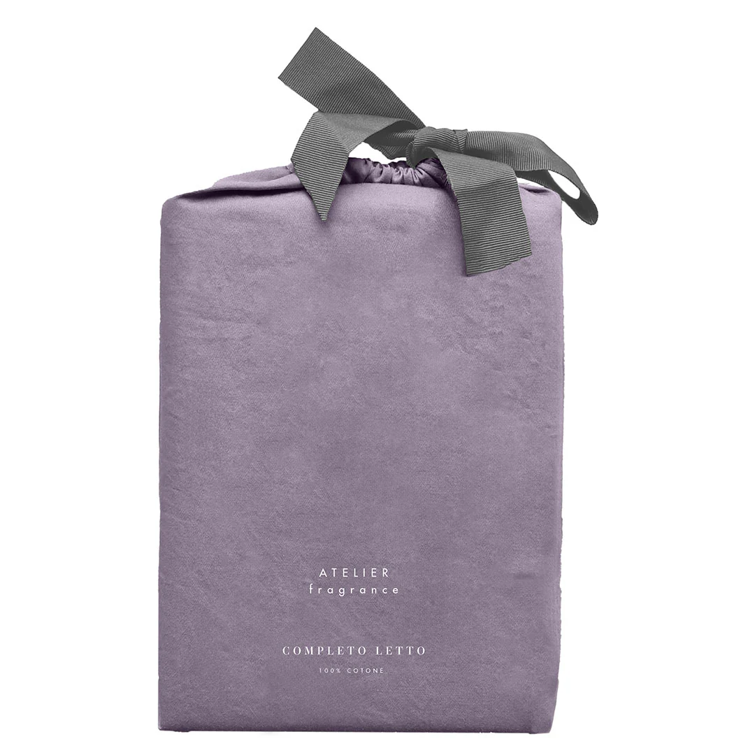 Completo Letto Singolo in Cotone Atelier Fragrance Tinta Unita Lilac - Image 4