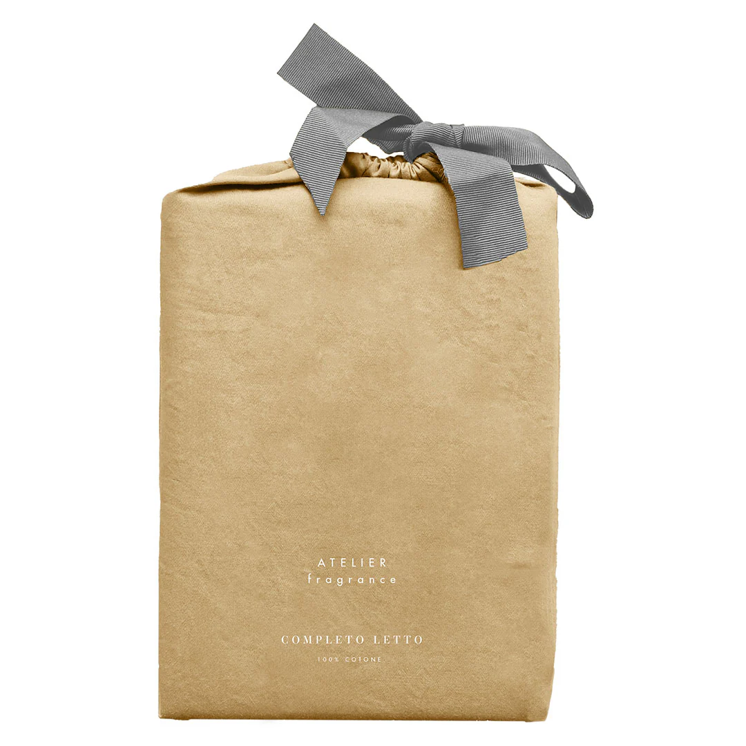 Completo Letto Singolo in Cotone Atelier Fragrance Tinta Unita Ochre - Image 4