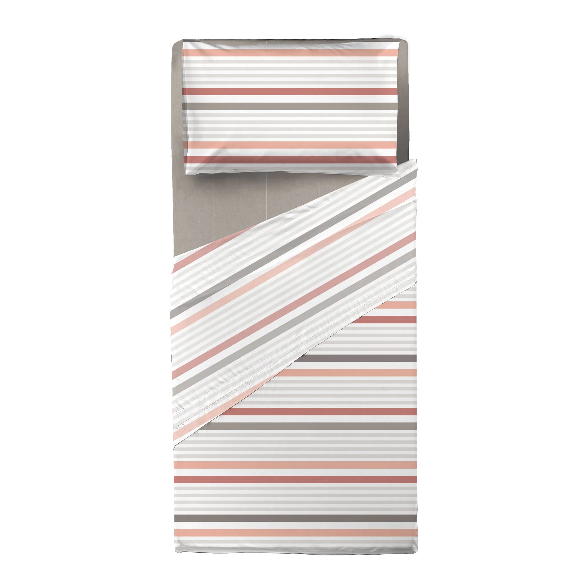 Completo Letto Singolo in Cotone con Stampa - Fantasia Romeo Coral - Image 3