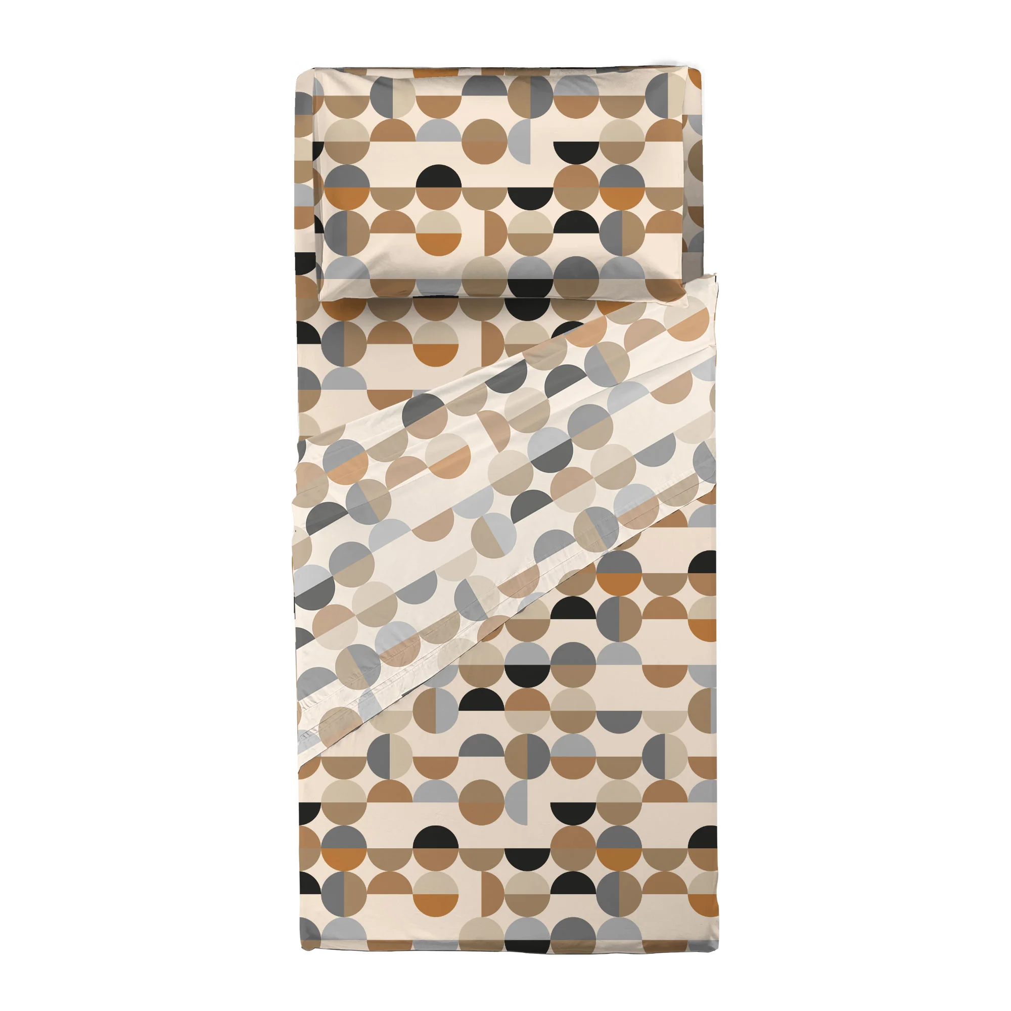 Completo Letto Singolo in Cotone con Stampa Sjul Beige - Image 3