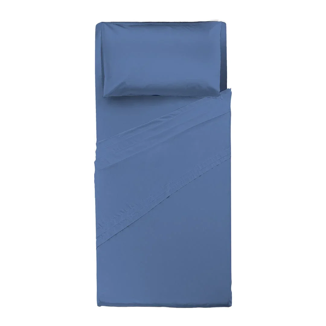 Completo Letto Singolo in Cotone - Tinta Unita Blu Royal - Image 2