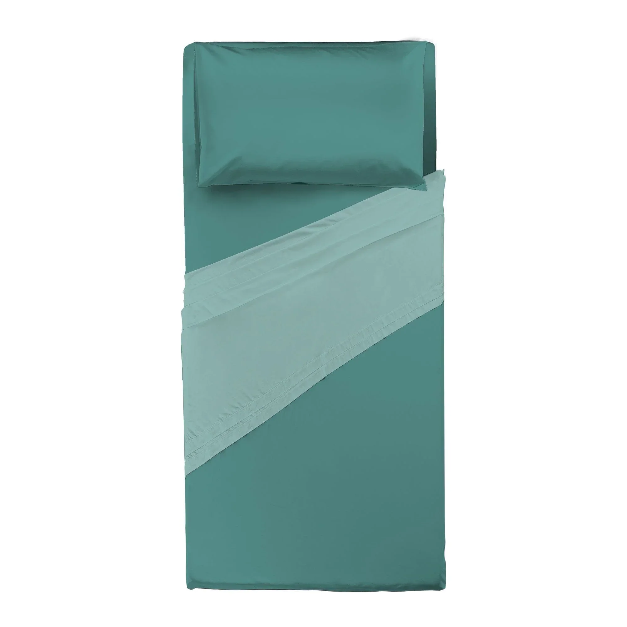 Completo Letto Singolo in Cotone - Tinta Unita Ottanio - Image 2