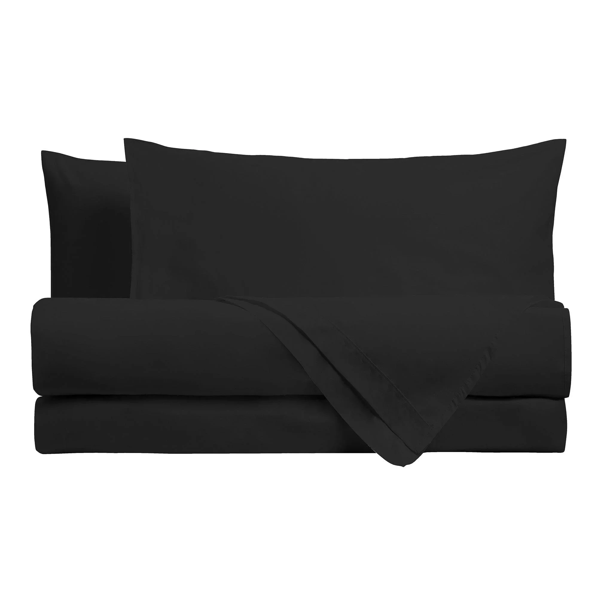 Completo Letto Singolo in Microfibra Softy Yarn - Tinta Unita Black - Image 2