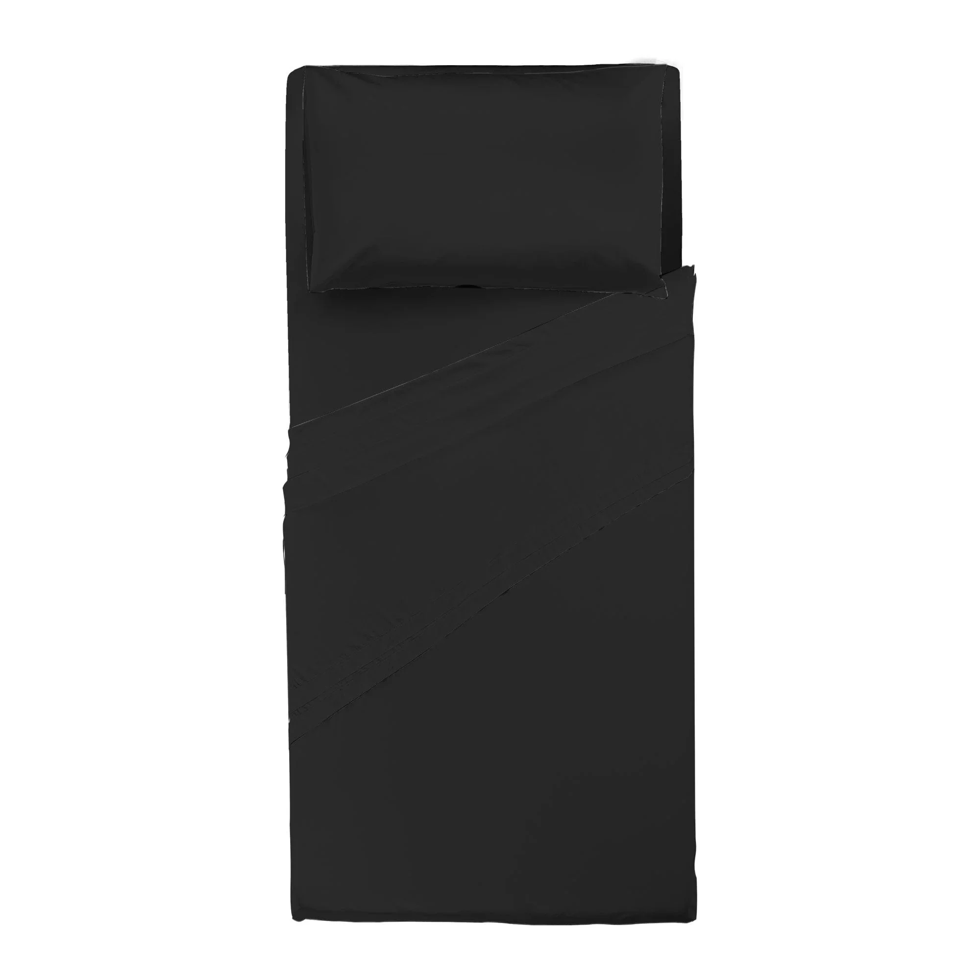 Completo Letto Singolo in Microfibra Softy Yarn - Tinta Unita Nero - Image 3