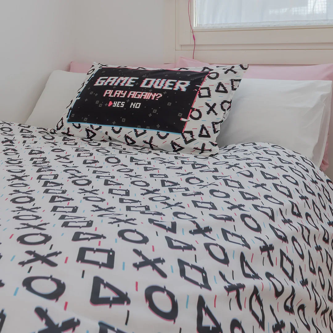 Completo Letto Singolo Kids in Cotone Game Over White - Image 3