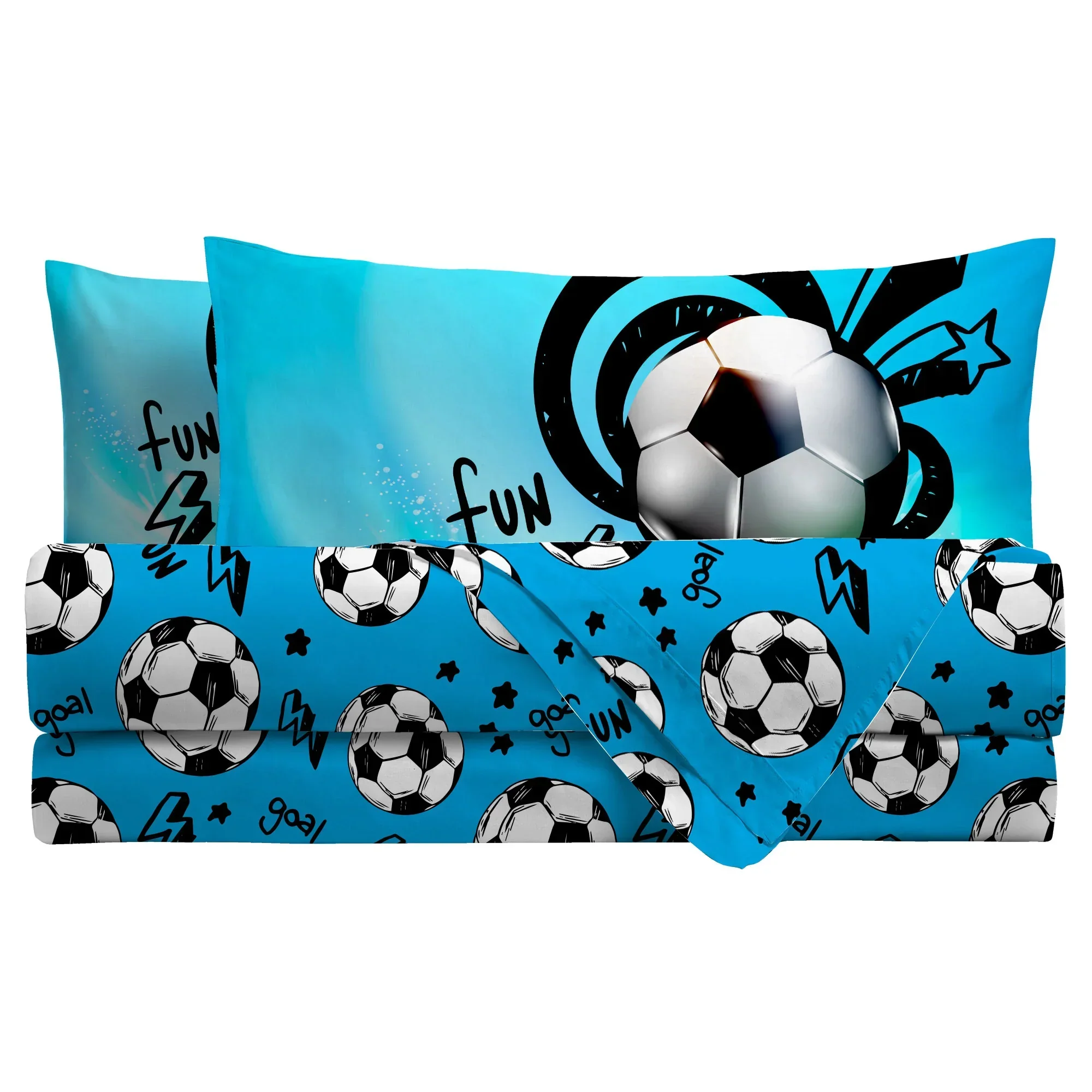 Completo Letto Singolo Kids in Cotone Goal Blue