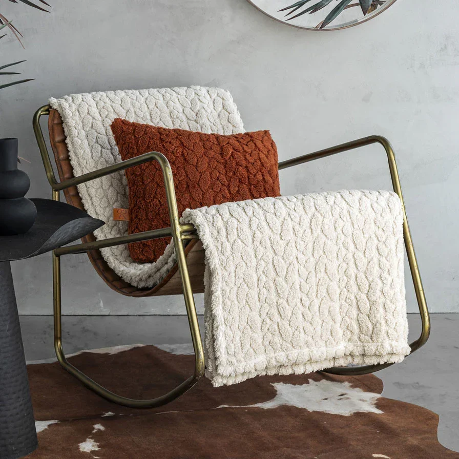 Coperta 150x200 cm Cognac Brandy Tinta Unita Grigio Scuro - Image 2