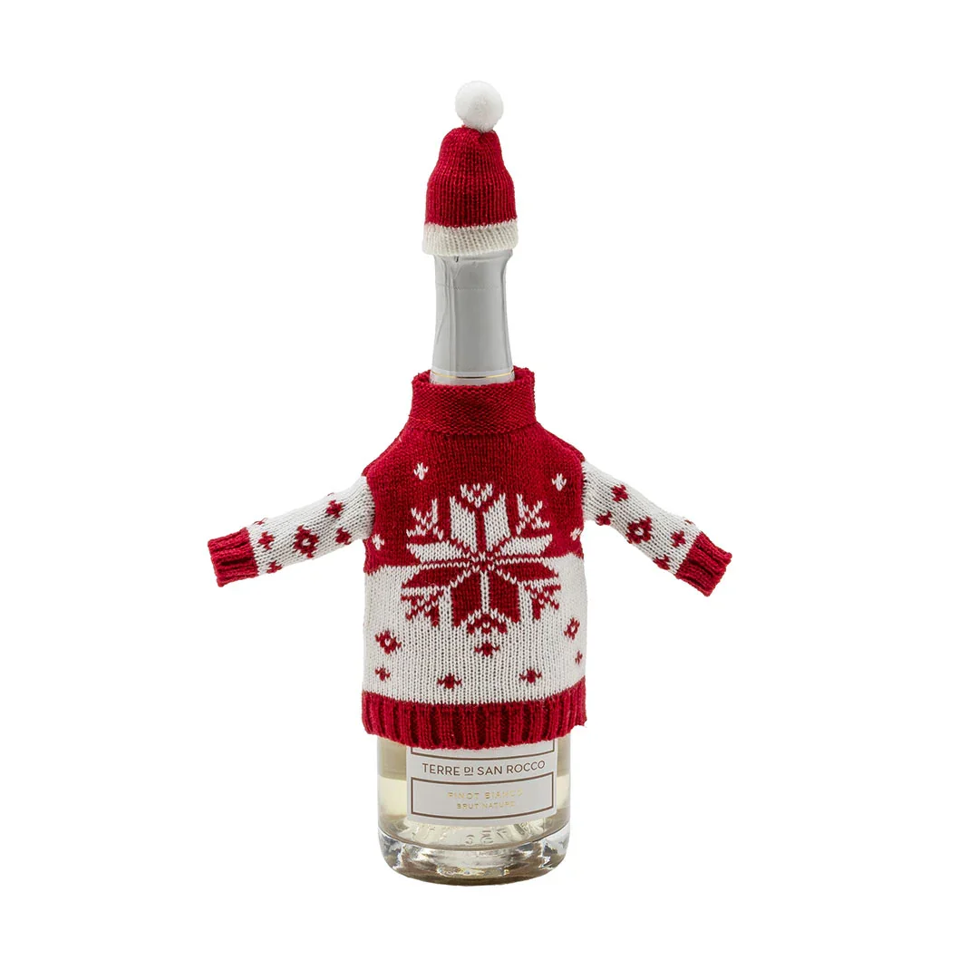Copri Bottiglia Pyrenees Present Snowflakes Red