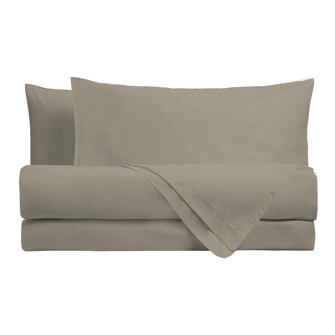 Di Maestro Completo Letto Percalle 200  Matrimoniale Tinta Unita Birch