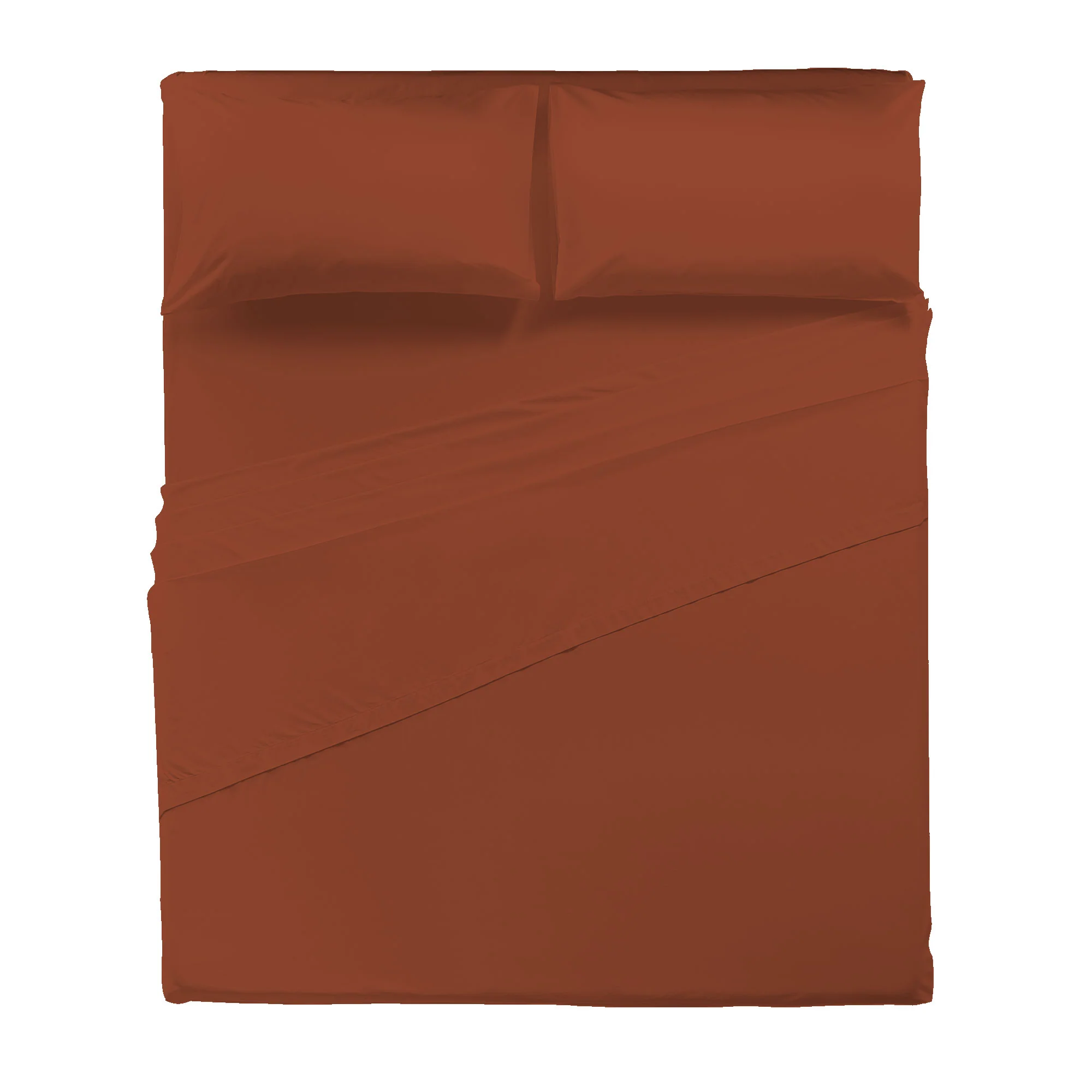 Di Maestro Completo Letto Percalle 200  Matrimoniale Tinta Unita Red Ochre - Image 2