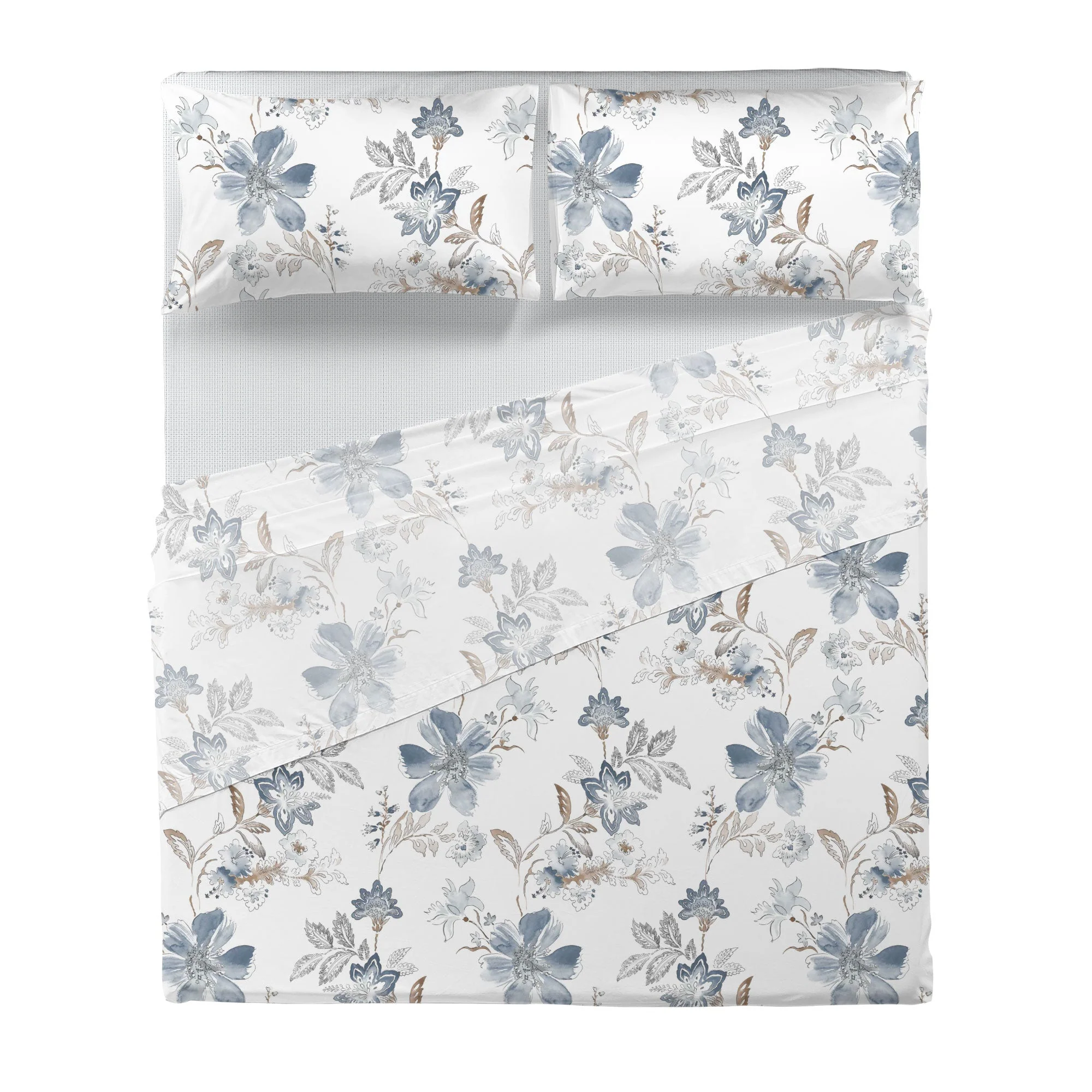Di Maestro Completo Letto Stampato Matrimoniale Amal Light Blue - Image 2
