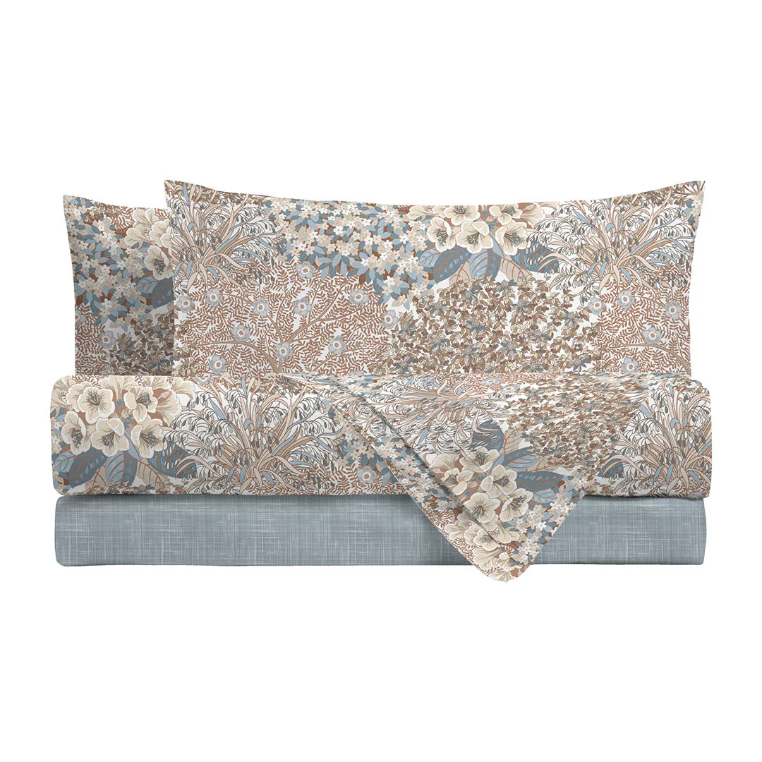 Di Maestro Completo Letto Stampato  Matrimoniale Danielle Light Blue