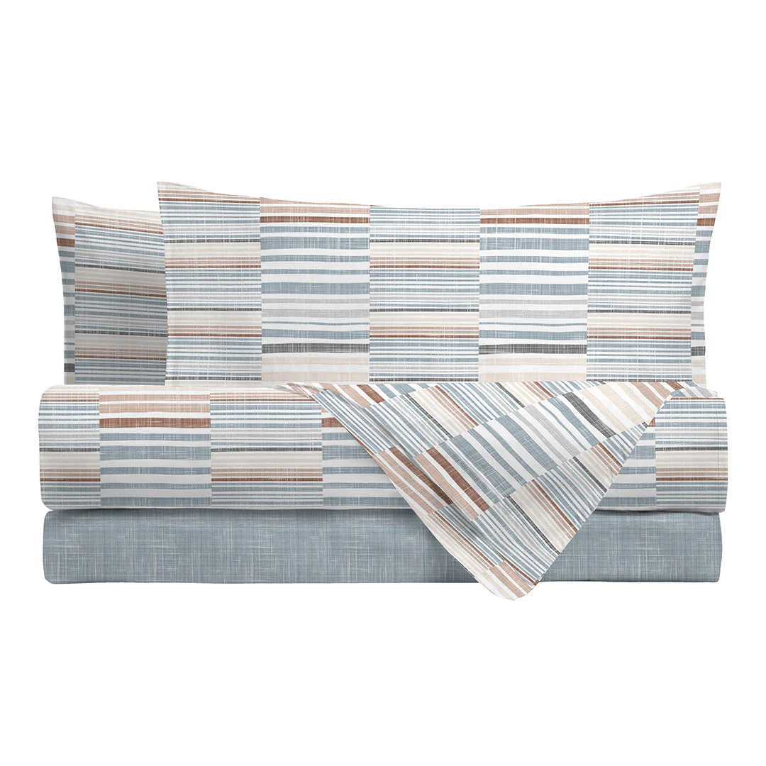 Di Maestro Completo Letto Stampato  Matrimoniale Ruben Light Blue