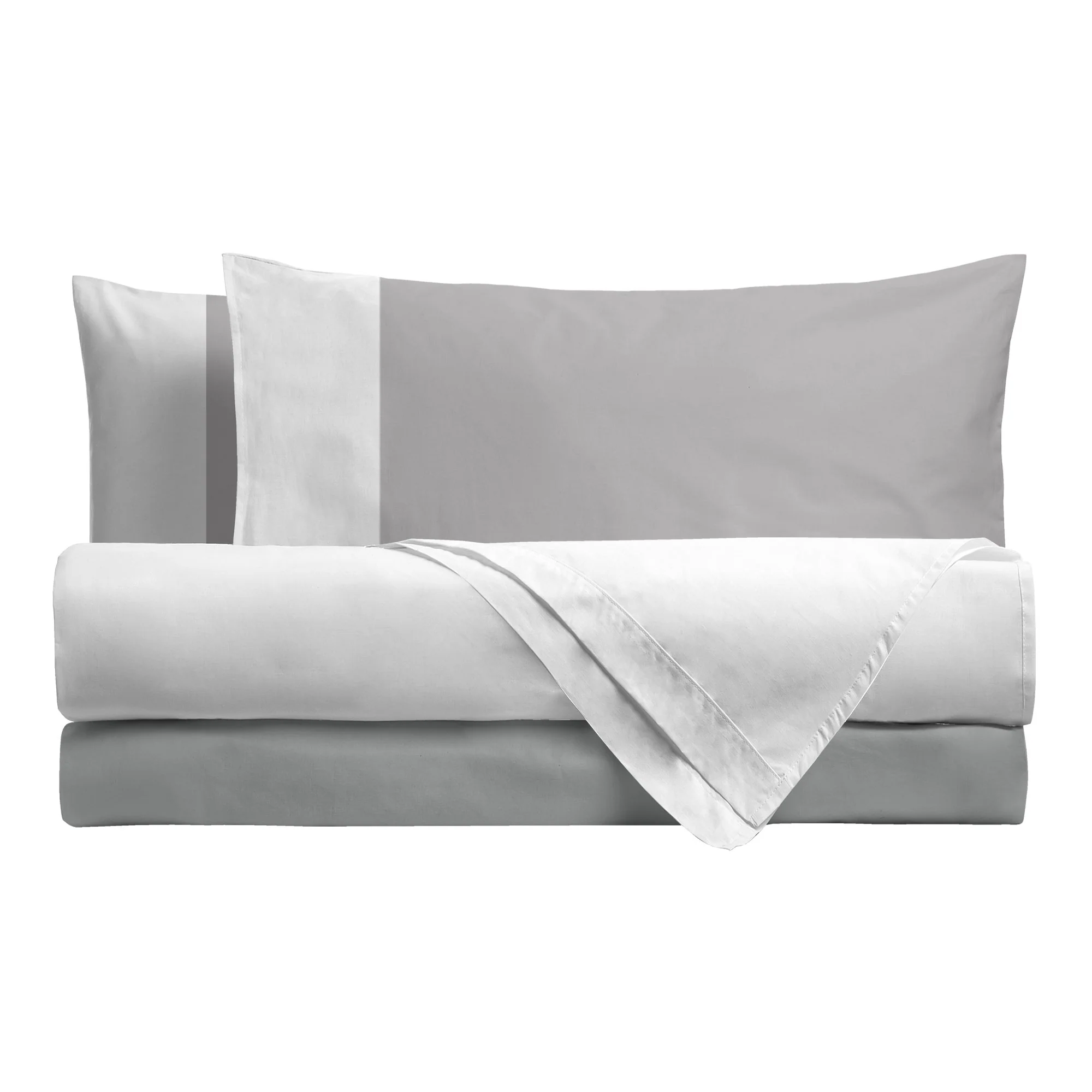 Happidea Completo Letto Matrimoniale in Cotone Bicolore Bianco/Perla - Image 2