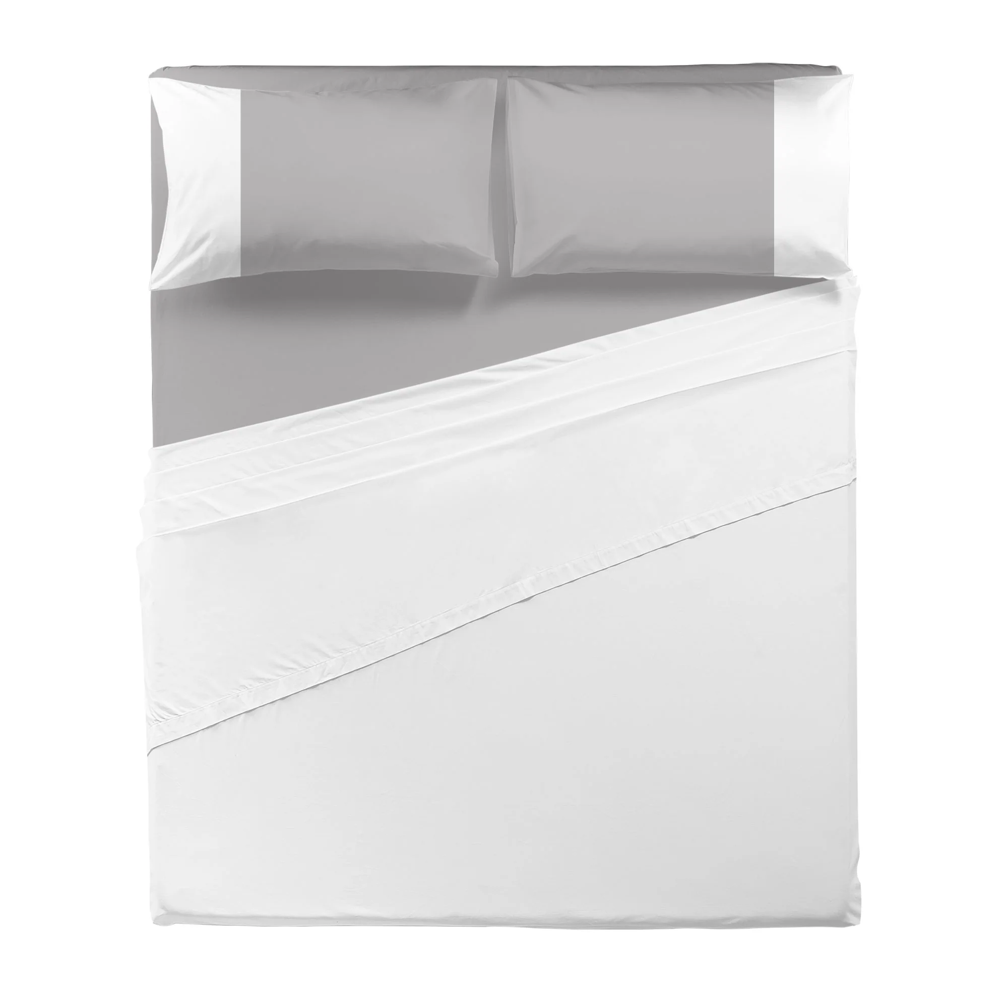 Happidea Completo Letto Matrimoniale in Cotone Bicolore Bianco/Perla - Image 3