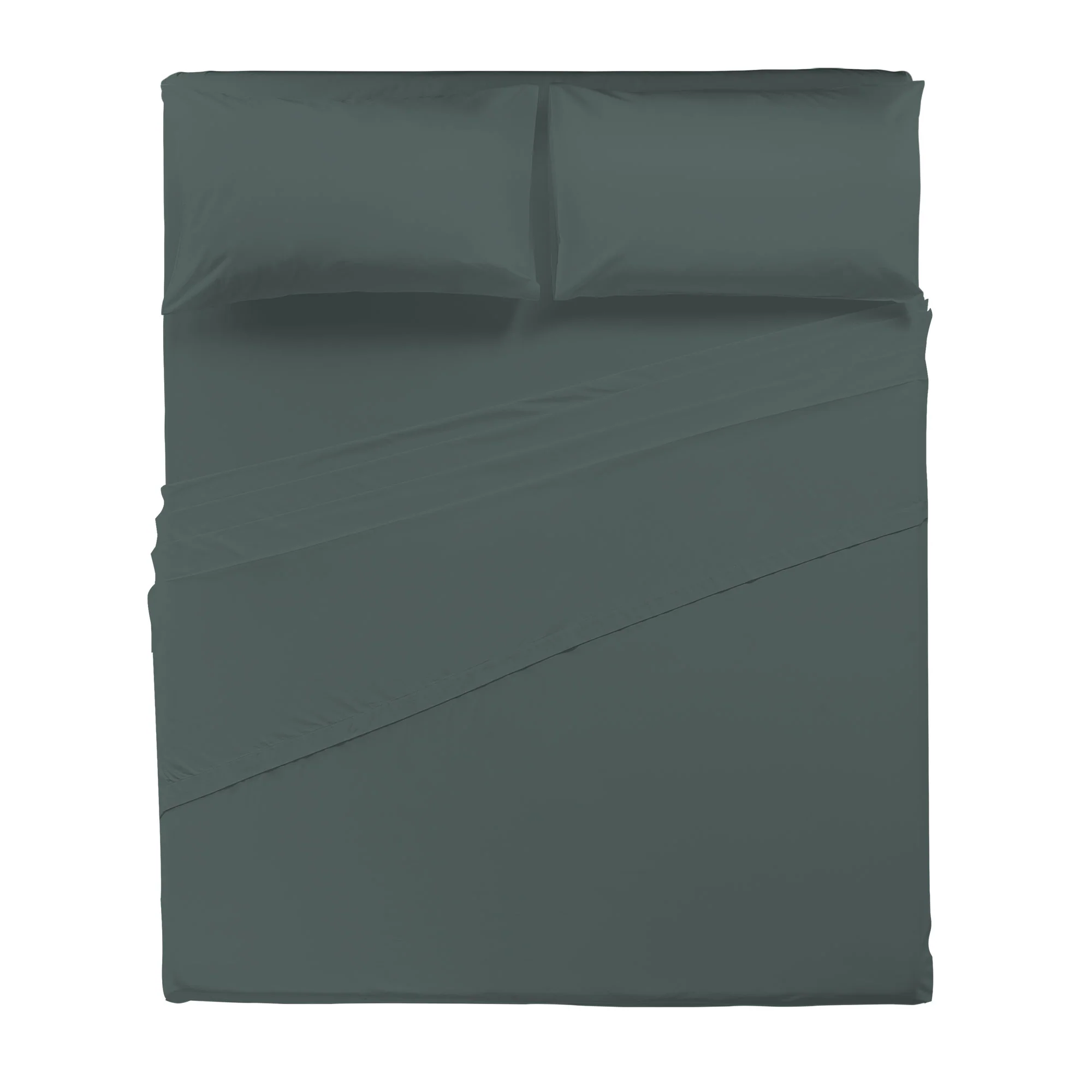 Happidea Completo Letto Matrimoniale in Cotone Tinta Unita Foresta - Image 3