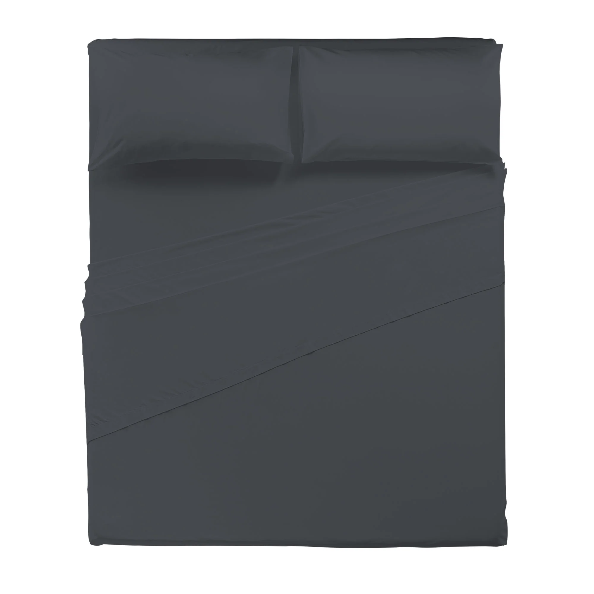 Happidea Completo Letto Matrimoniale in Cotone Tinta Unita Grafite - Image 3