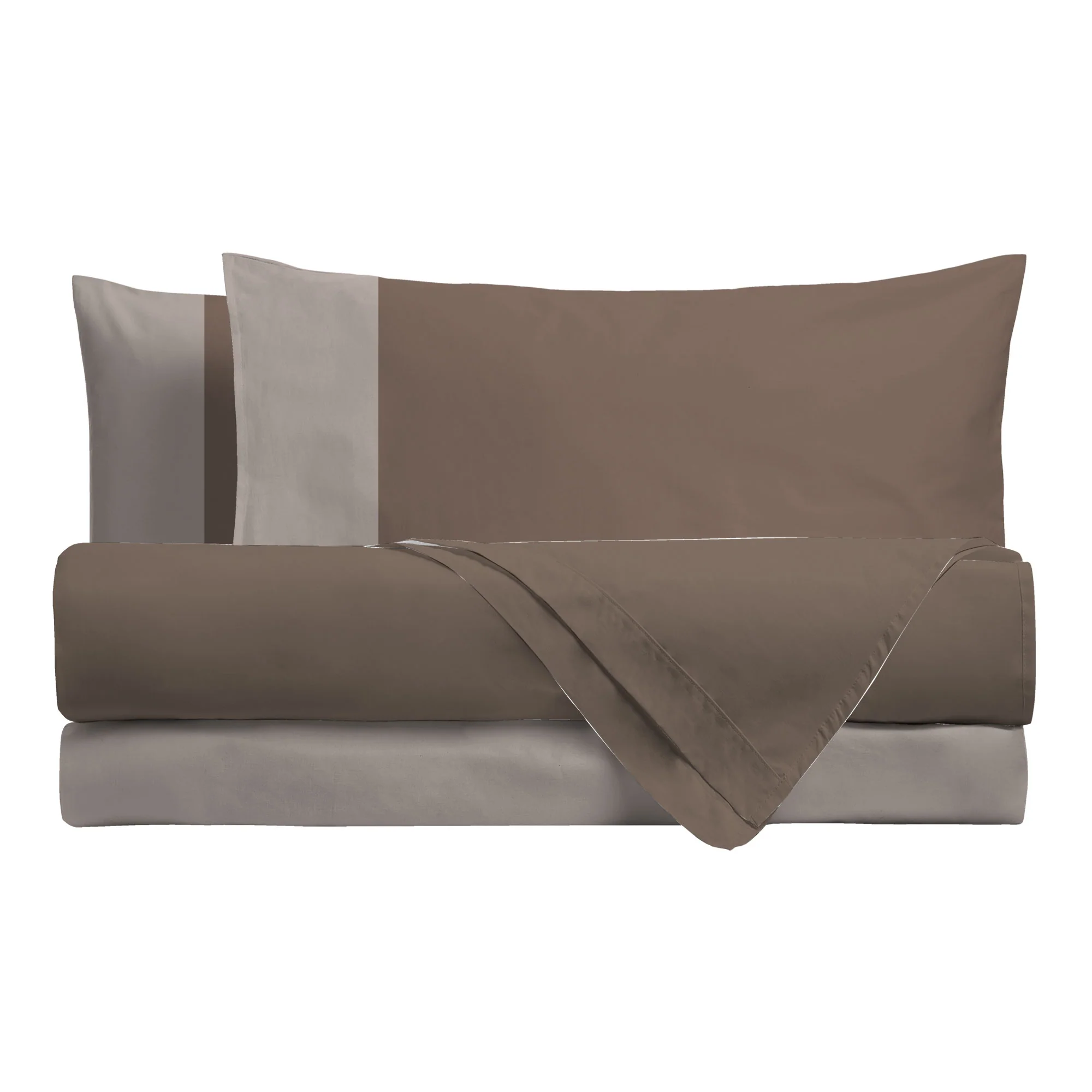 Happidea Completo Letto Piazza e Mezza in Cotone Bicolore Biscotto/Sabbia - Image 2