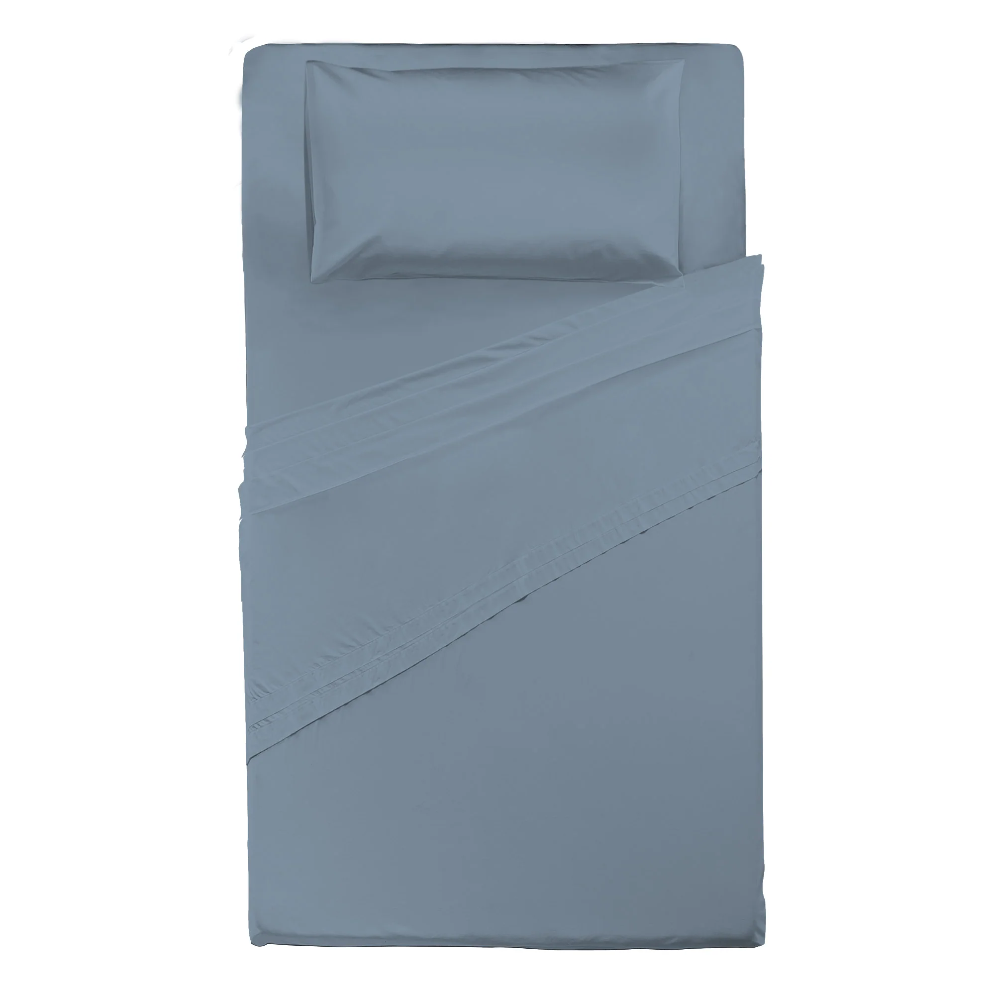 Happidea Completo Letto Piazza e Mezza in Cotone Tinta Unita Azzurro Tinta Unita Polvere - Image 3