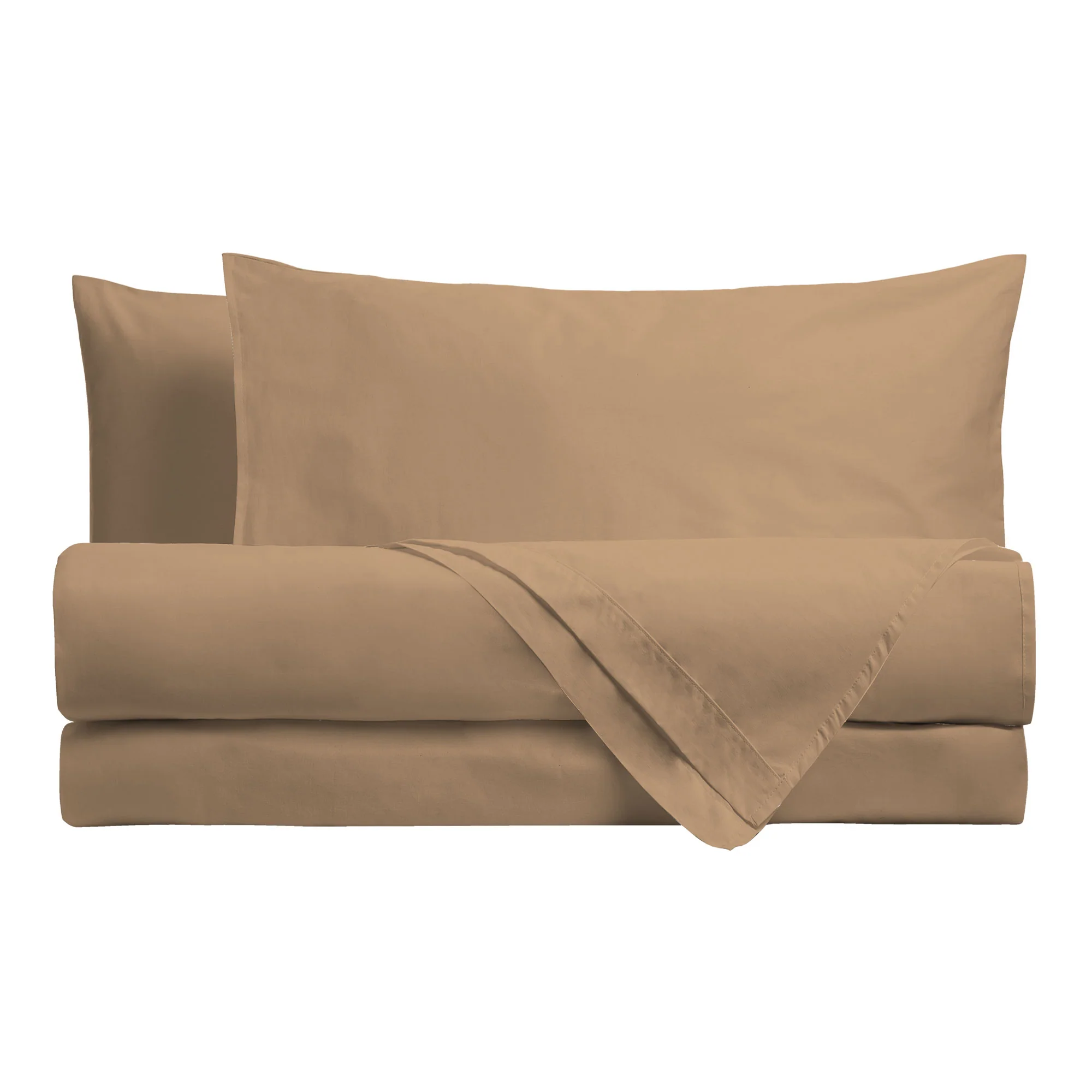 Happidea Completo Letto Piazza e Mezza in Cotone Tinta Unita Ochre - Image 2