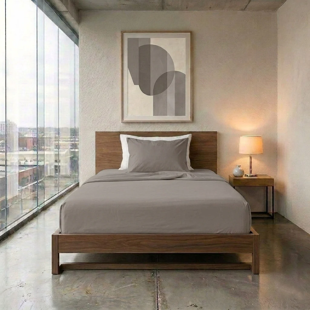 Happidea Completo Letto Piazza e Mezza in Cotone Tinta Unita Sabbia