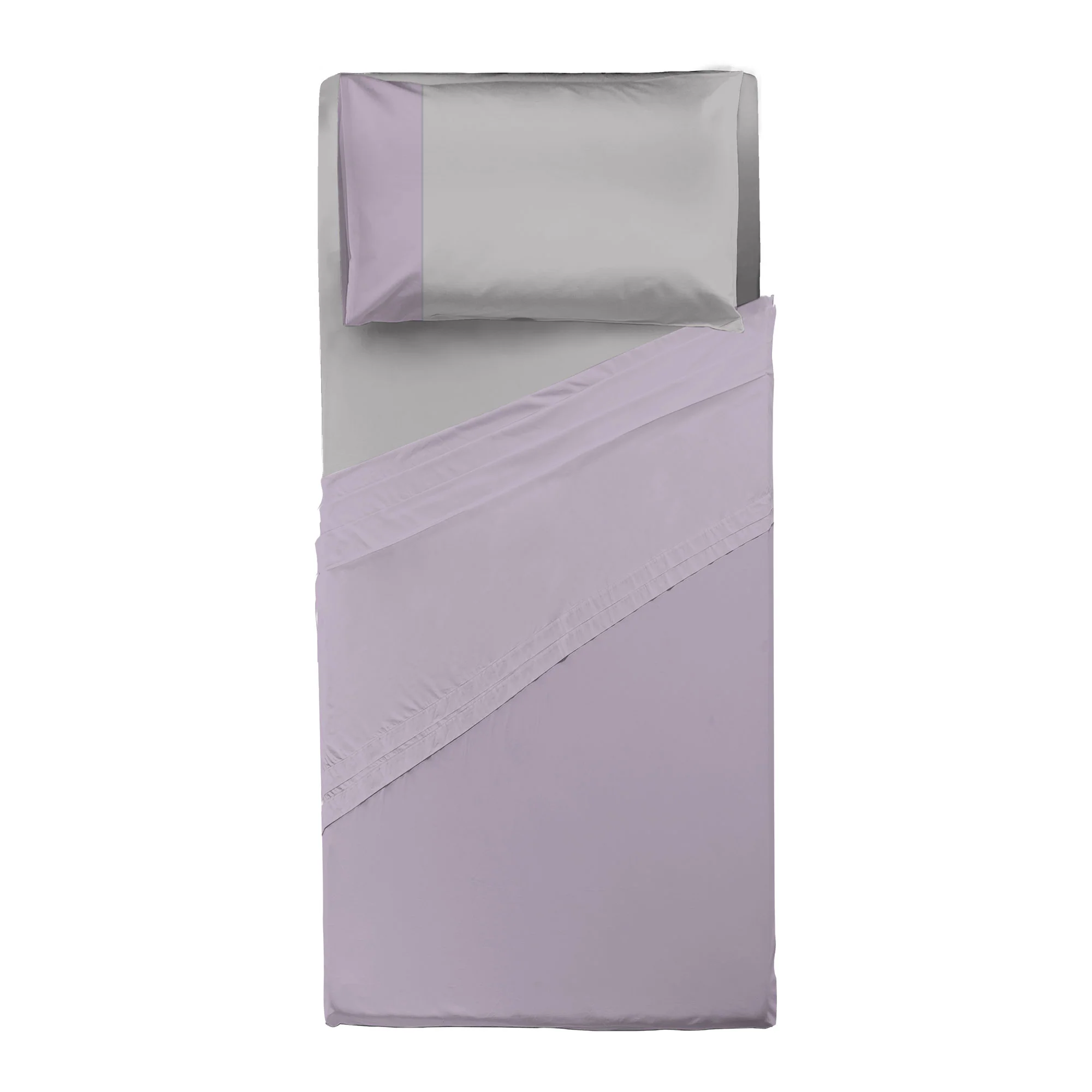 Happidea Completo Letto Singolo in Cotone Bicolore Glicine/Perla - Image 2