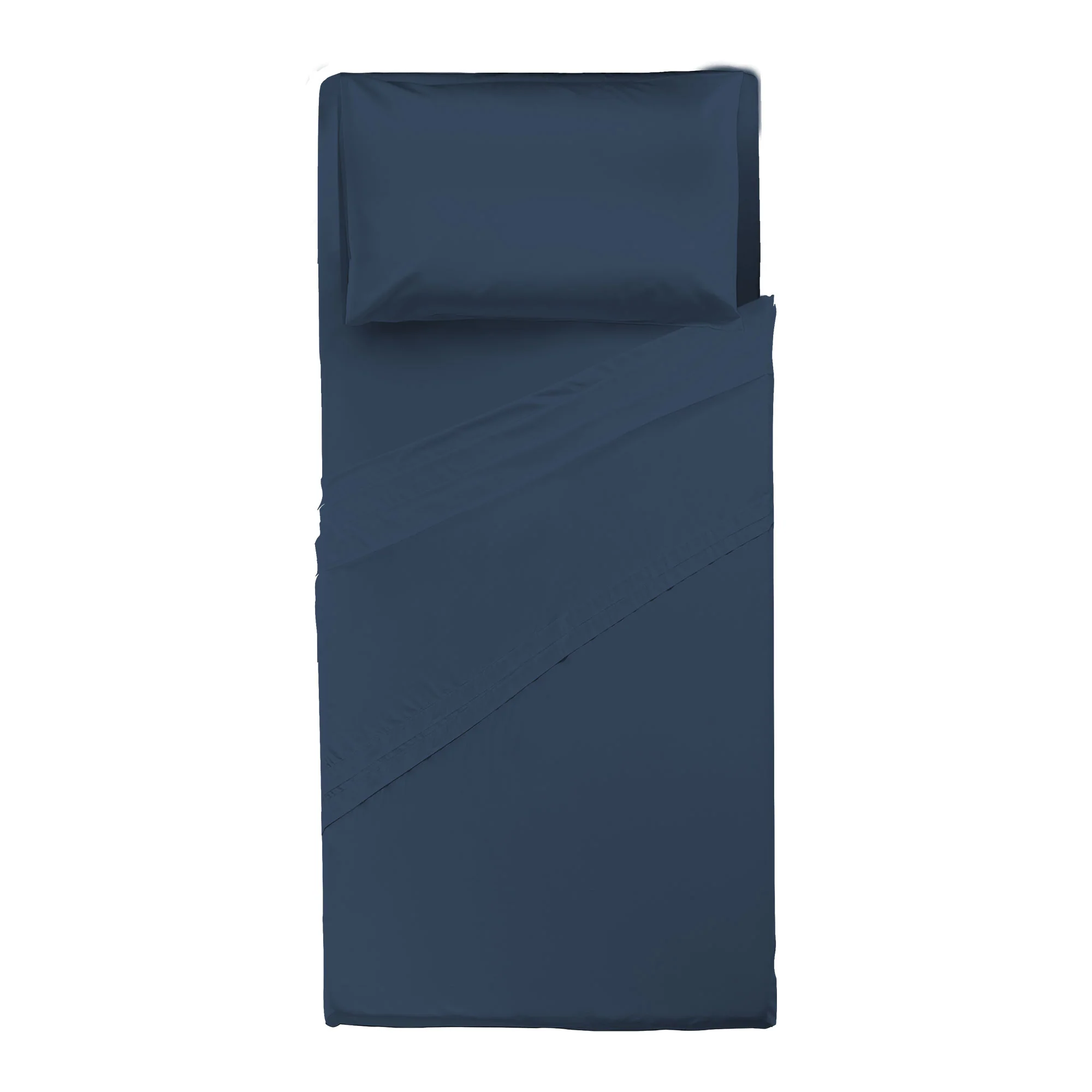 Happidea Completo Letto Singolo in Cotone Tinta Unita Blu Profondo - Image 2