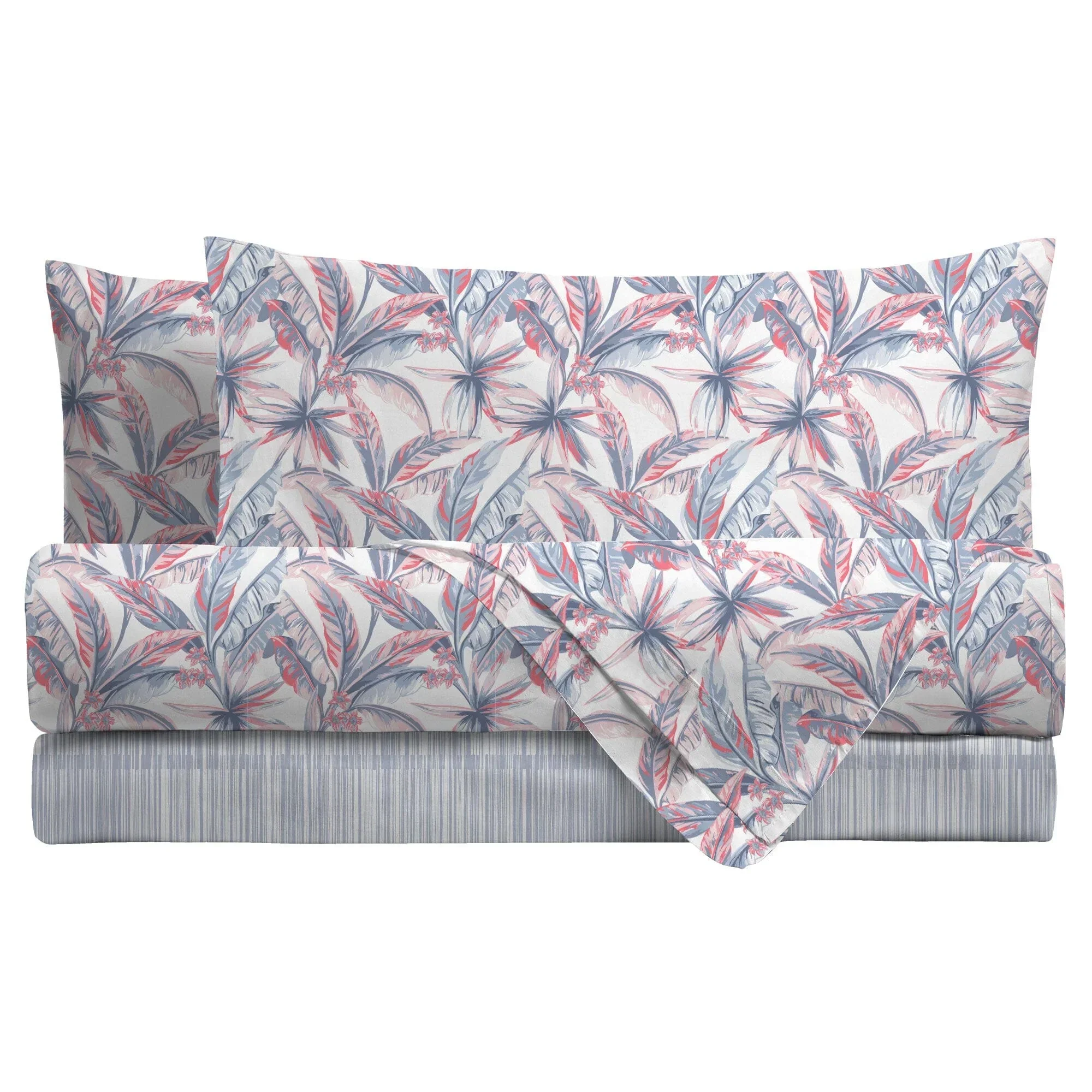 LUXURY COLLECTION DI MAESTRO Completo Letto Matrimoniale in Cotone 144 Fili con Stampa - Fantasia Jordanna Blue